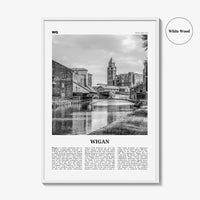 Wigan Print Black and White, Wigan Wall Art, Wigan Poster, Wigan Photo, Wigan Wall Décor, Wigan Map, England, United Kingdom
