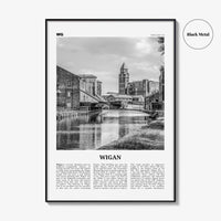 Wigan Print Black and White, Wigan Wall Art, Wigan Poster, Wigan Photo, Wigan Wall Décor, Wigan Map, England, United Kingdom