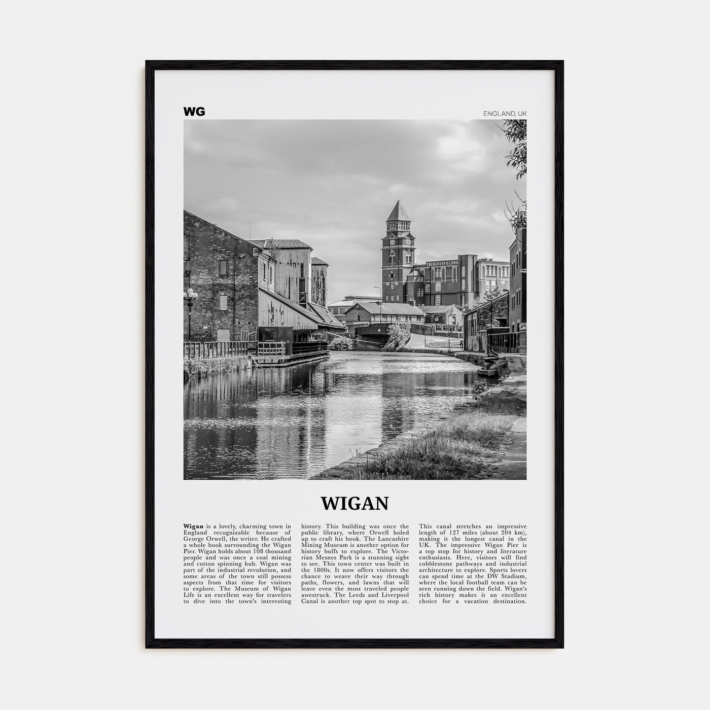 Wigan Travel B&W Poster