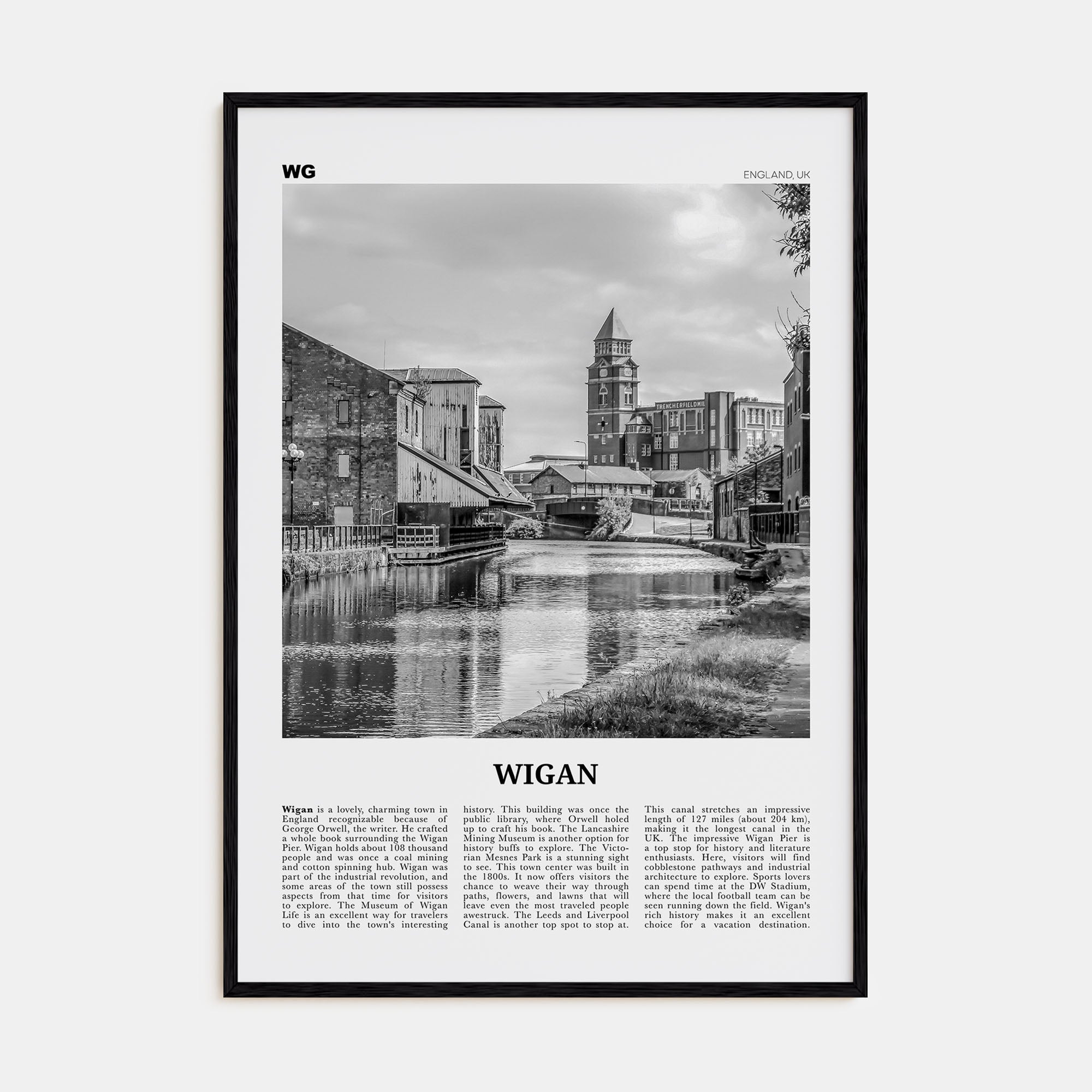 Wigan Travel B&W Poster