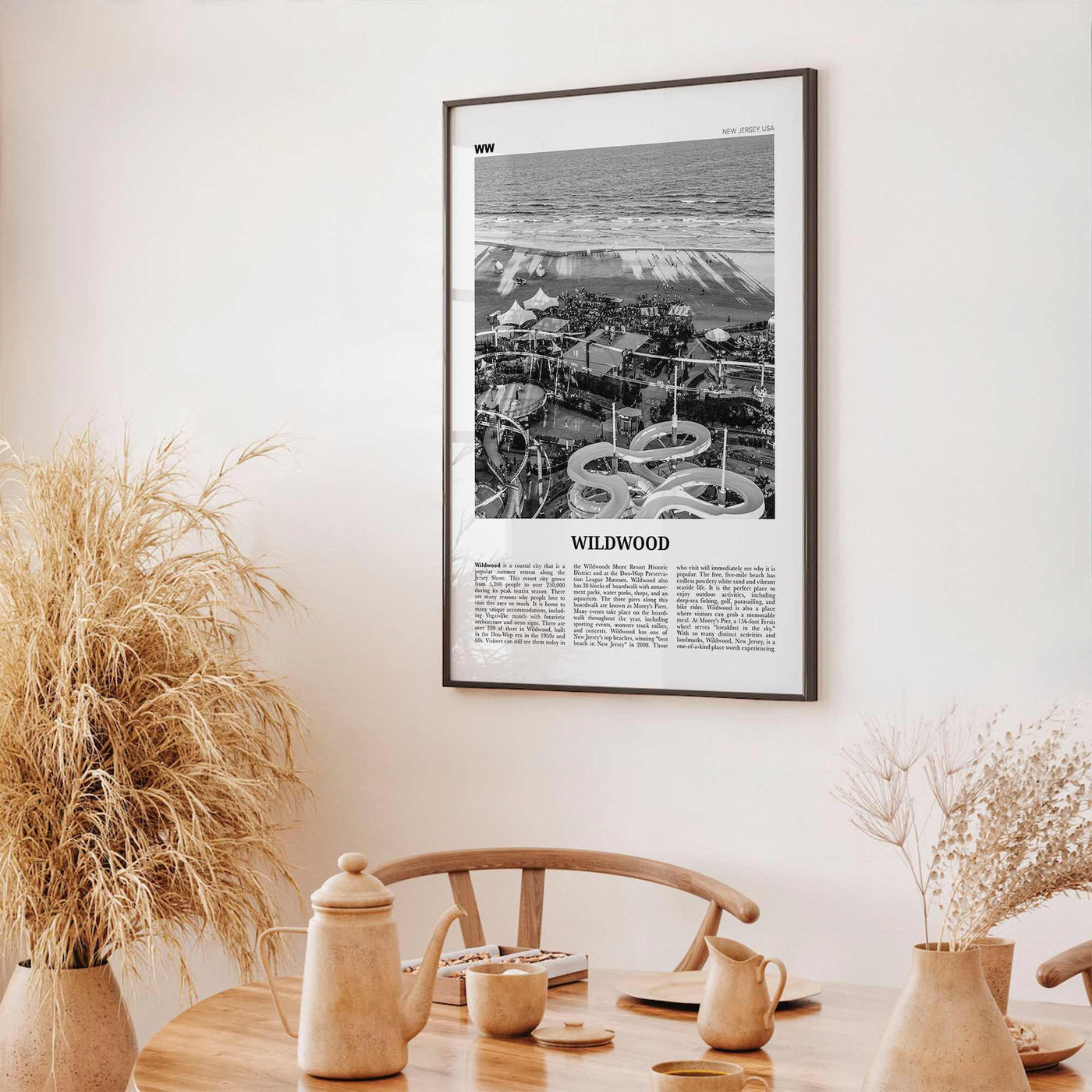 Wildwood Print Black and White, Wildwood Wall Art, Wildwood Poster, Wildwood Photo, Wildwood Wall Décor, Wildwood Map, New Jersey, USA