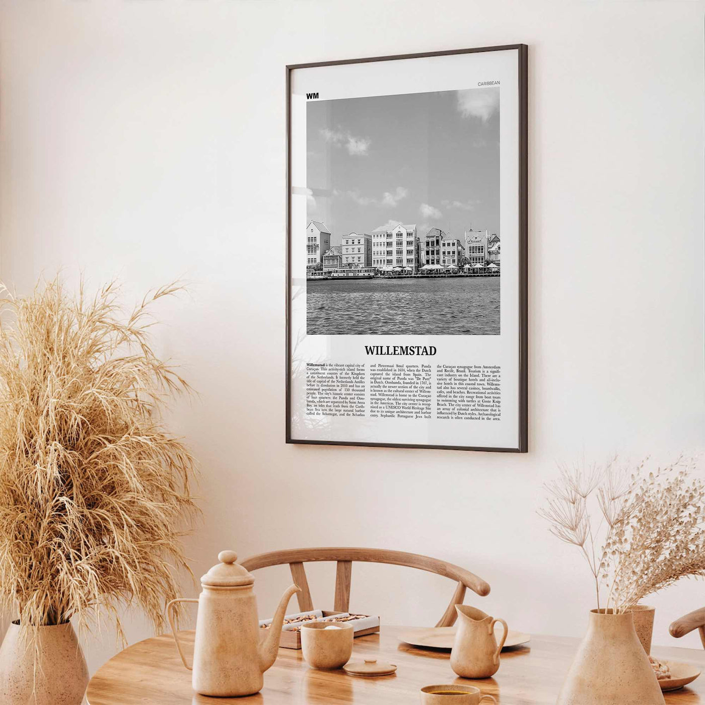 Willemstad Print Black and White, Willemstad Wall Art, Willemstad Poster, Willemstad Photo, Curaçao, Kingdom of the Netherlands