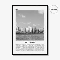 Willemstad Print Black and White, Willemstad Wall Art, Willemstad Poster, Willemstad Photo, Curaçao, Kingdom of the Netherlands