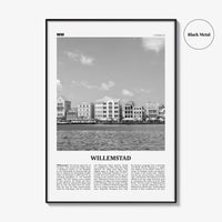 Willemstad Print Black and White, Willemstad Wall Art, Willemstad Poster, Willemstad Photo, Curaçao, Kingdom of the Netherlands