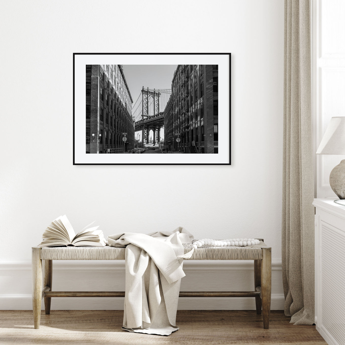 Williamsburg, New York Landscape B&W Poster