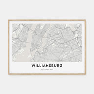 Williamsburg, New York Map Landscape Poster