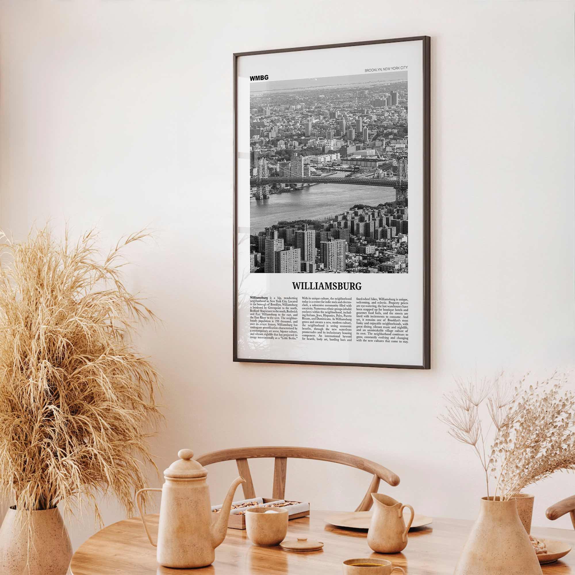 Williamsburg Print Black and White New York No 1, Williamsburg Wall Art, Williamsburg Poster, Brooklyn, USA, United States, North America