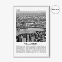 Williamsburg Print Black and White New York No 1, Williamsburg Wall Art, Williamsburg Poster, Brooklyn, USA, United States, North America