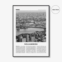 Williamsburg Print Black and White New York No 1, Williamsburg Wall Art, Williamsburg Poster, Brooklyn, USA, United States, North America