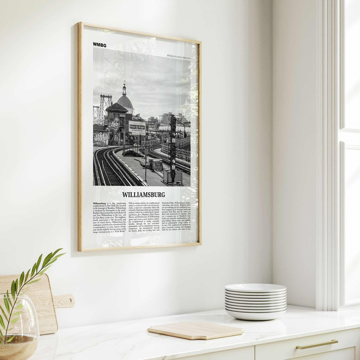 Williamsburg Print Black and White New York No 2, Williamsburg Wall Art, Williamsburg Poster, Brooklyn, USA, United States, North America