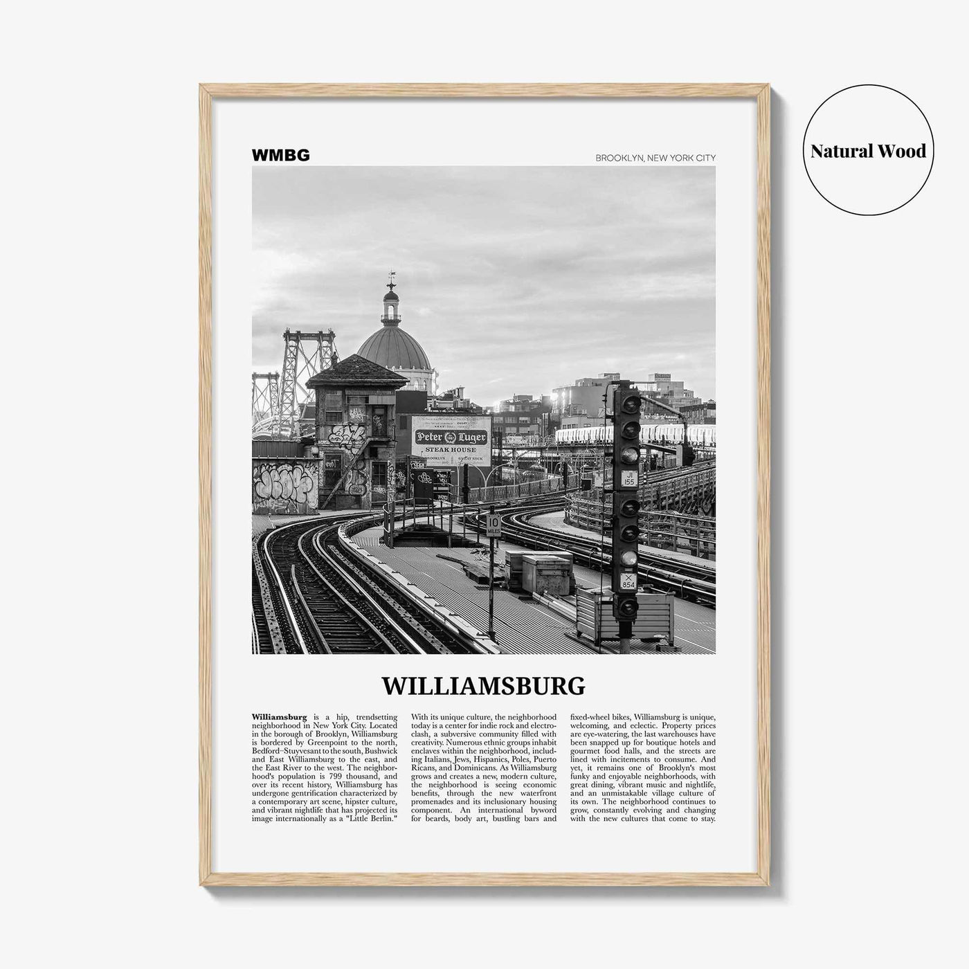 Williamsburg Print Black and White New York No 2, Williamsburg Wall Art, Williamsburg Poster, Brooklyn, USA, United States, North America