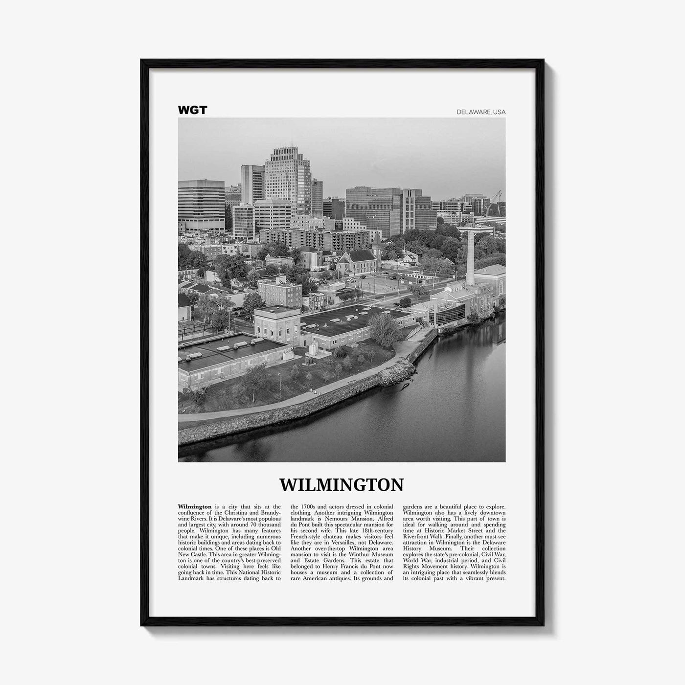 Wilmington Print Black and White Delaware, Wilmington Wall Art, Wilmington Poster, Wilmington Photo, Wilmington Wall Décor, USA