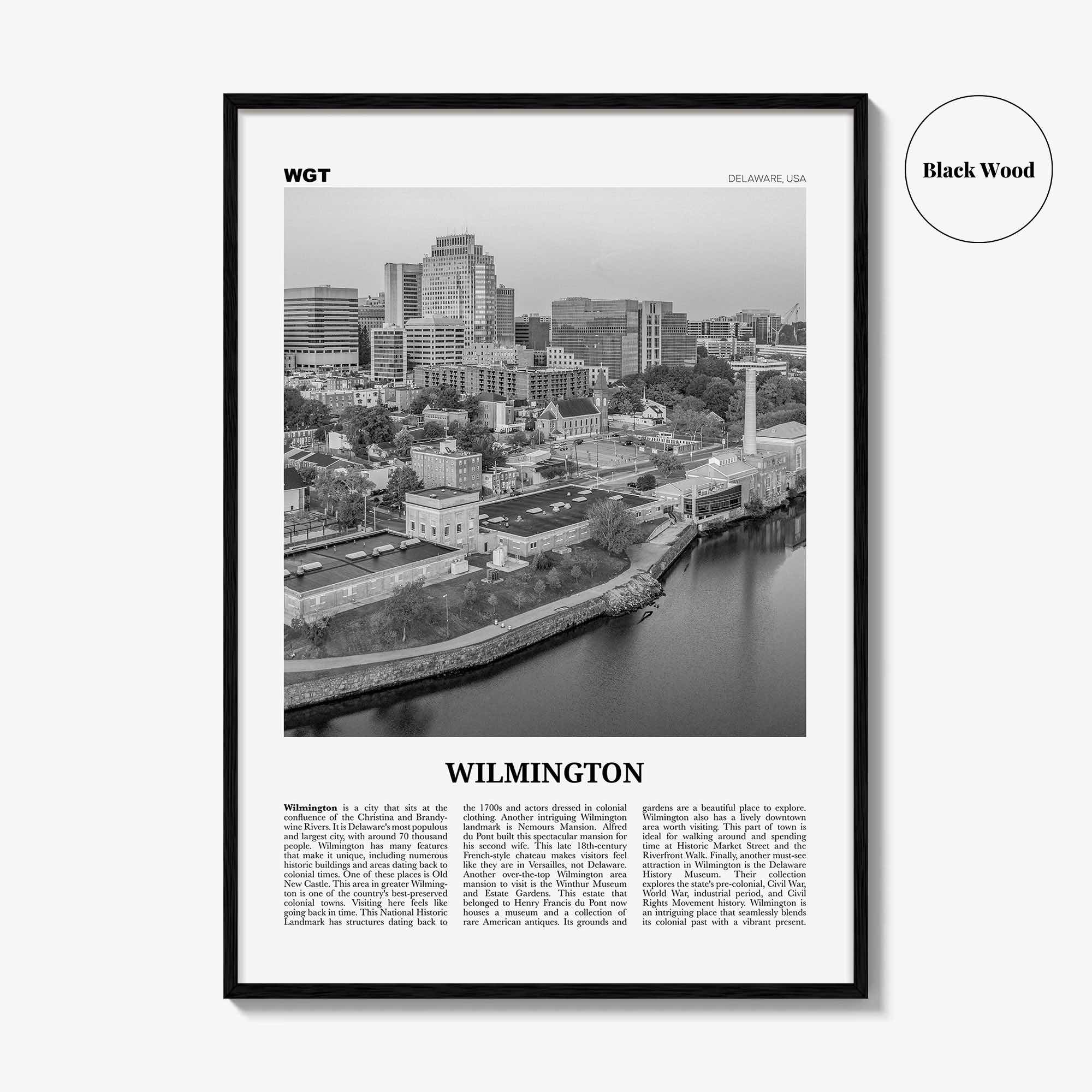 Wilmington Print Black and White Delaware, Wilmington Wall Art, Wilmington Poster, Wilmington Photo, Wilmington Wall Décor, USA