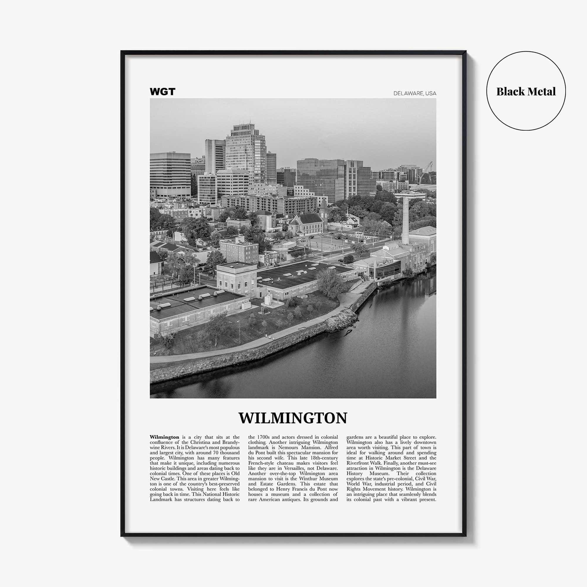 Wilmington Print Black and White Delaware, Wilmington Wall Art, Wilmington Poster, Wilmington Photo, Wilmington Wall Décor, USA