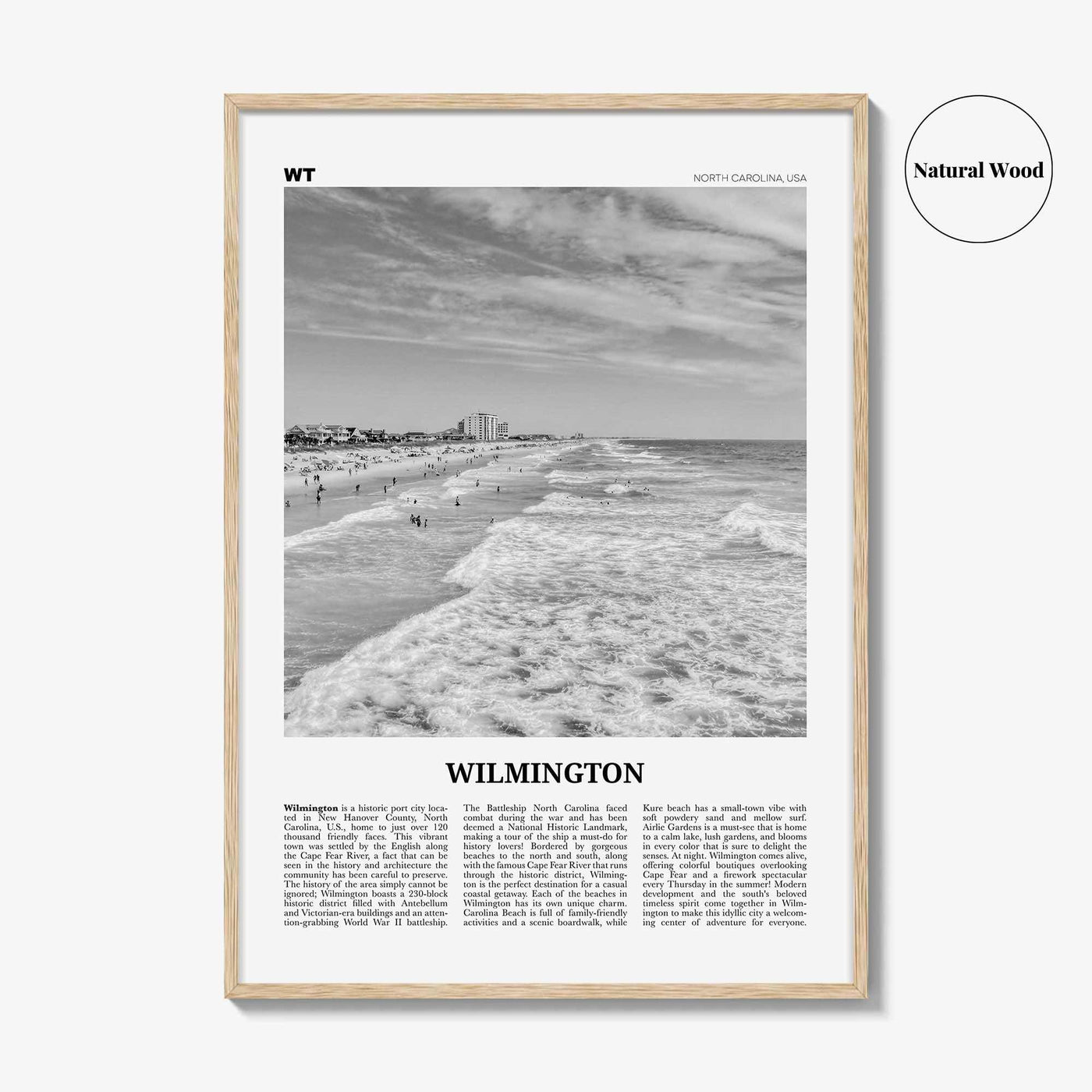 Wilmington Print Black and White North Carolina No 1, Wilmington Wall Art, Wilmington Poster, Wilmington Photo, Wilmington Wall Décor, USA