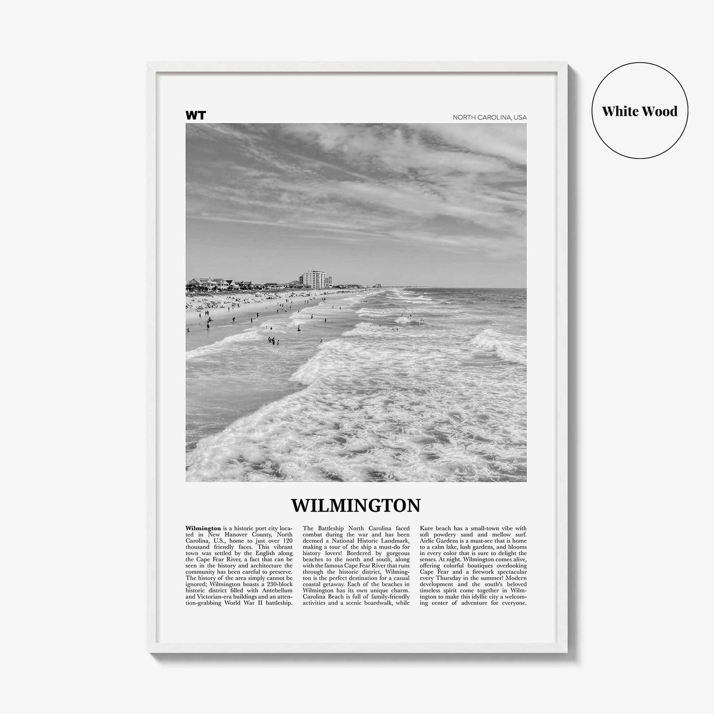 Wilmington Print Black and White North Carolina No 1, Wilmington Wall Art, Wilmington Poster, Wilmington Photo, Wilmington Wall Décor, USA