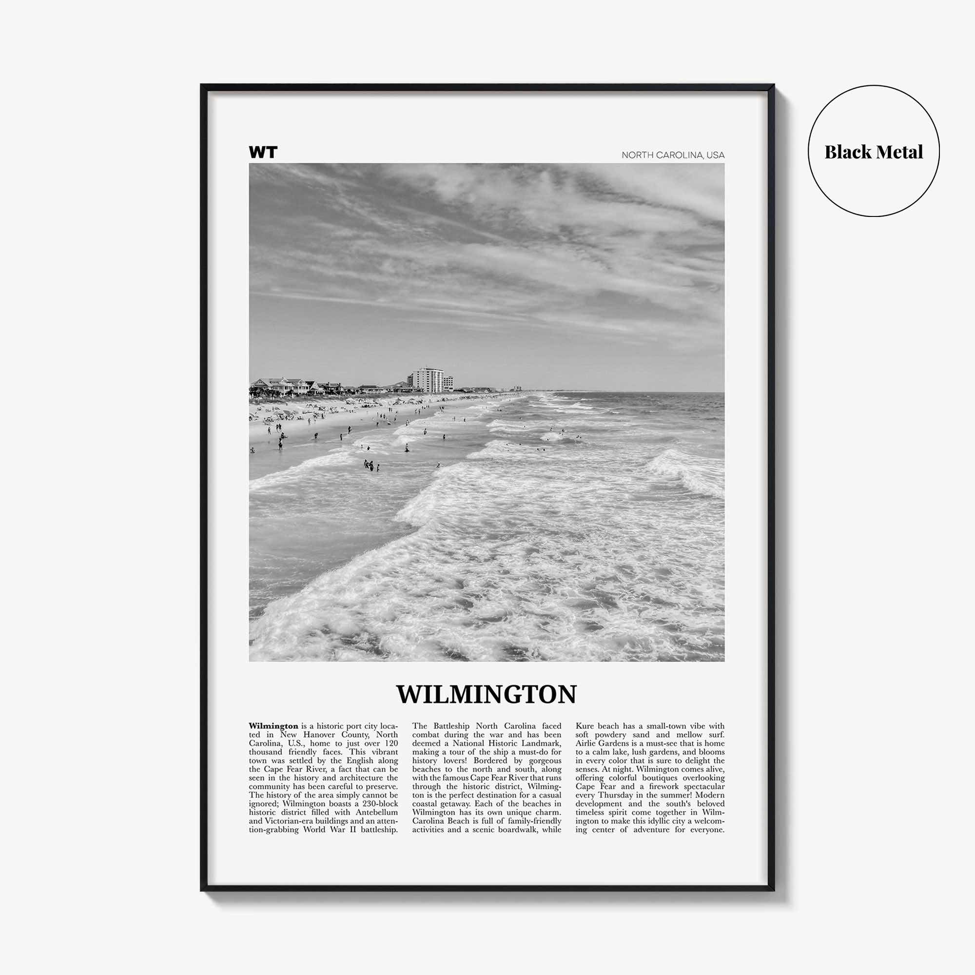 Wilmington Print Black and White North Carolina No 1, Wilmington Wall Art, Wilmington Poster, Wilmington Photo, Wilmington Wall Décor, USA