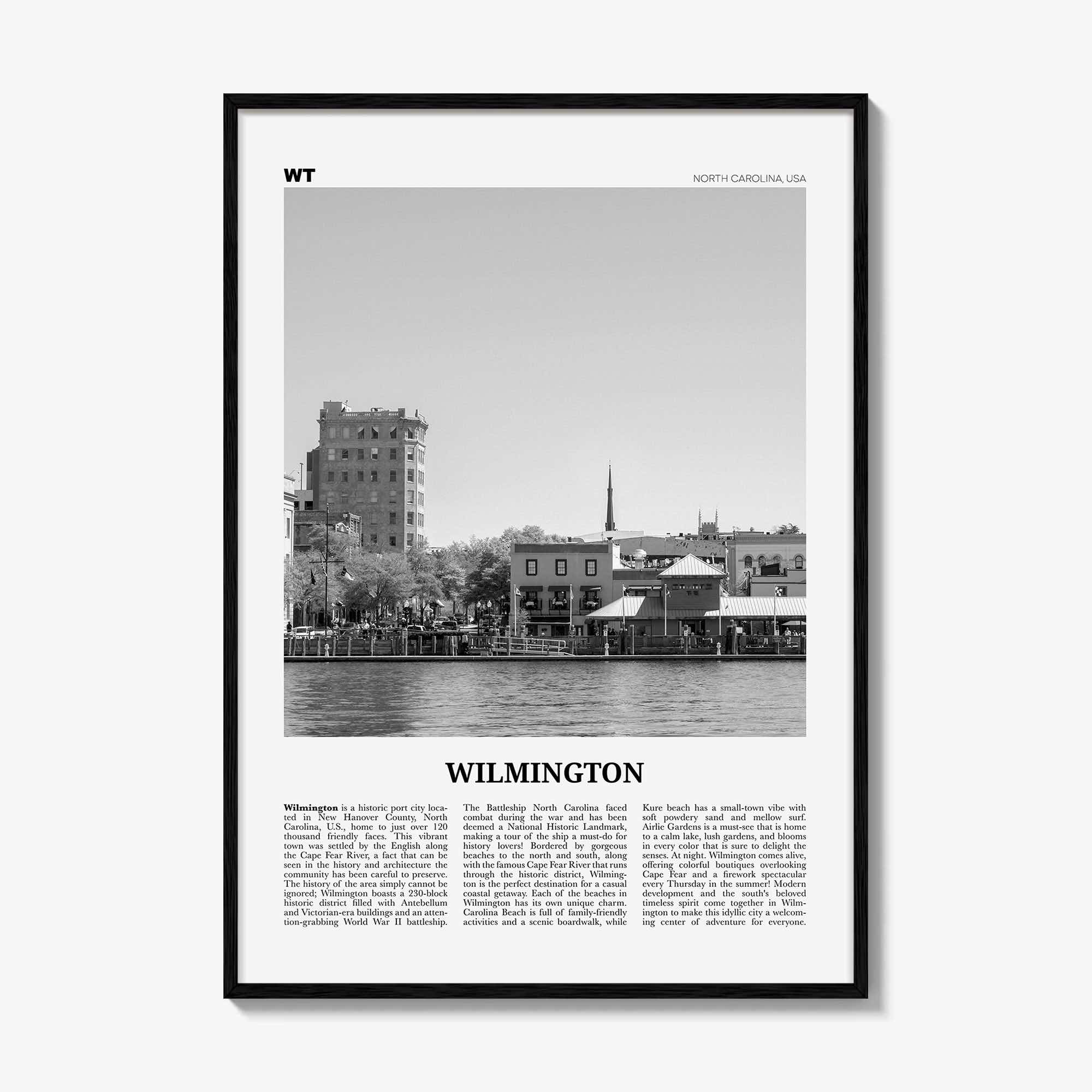 Wilmington Print Black and White North Carolina No 2, Wilmington Wall Art, Wilmington Poster, Wilmington Photo, Wilmington Wall Décor, USA