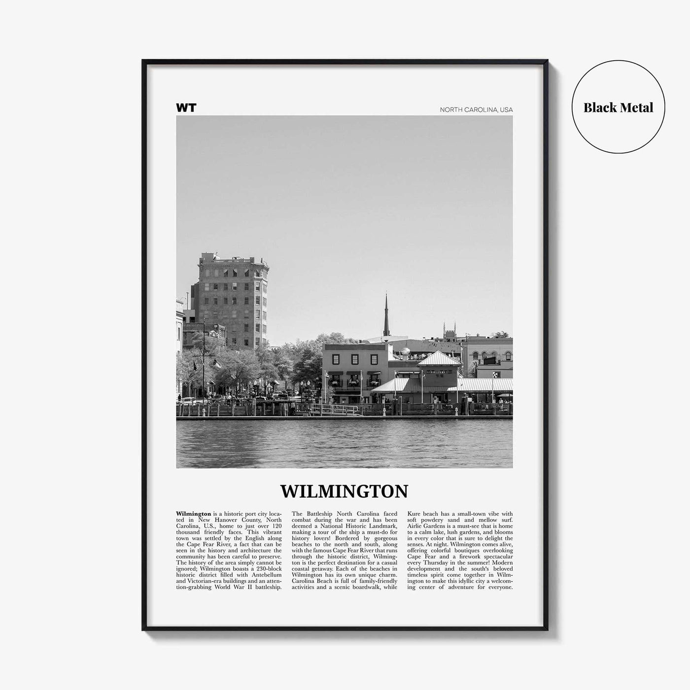 Wilmington Print Black and White North Carolina No 2, Wilmington Wall Art, Wilmington Poster, Wilmington Photo, Wilmington Wall Décor, USA