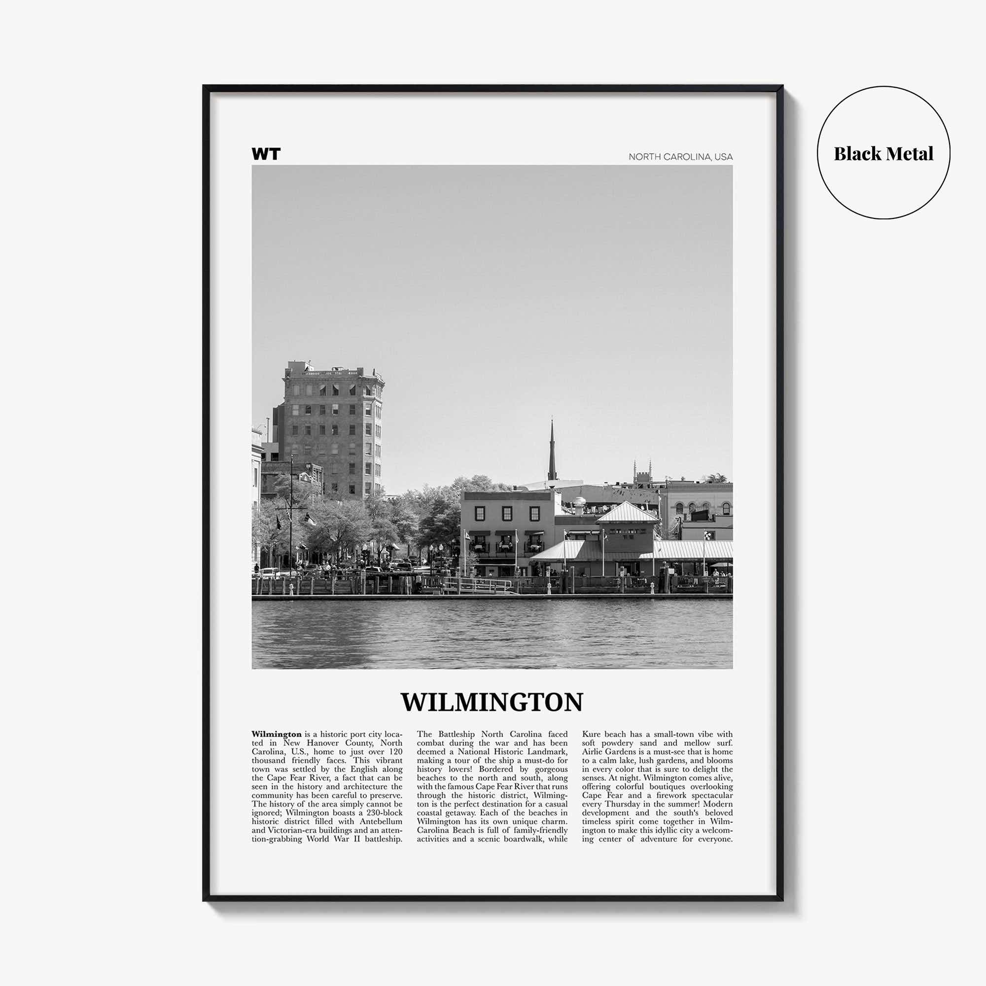 Wilmington Print Black and White North Carolina No 2, Wilmington Wall Art, Wilmington Poster, Wilmington Photo, Wilmington Wall Décor, USA