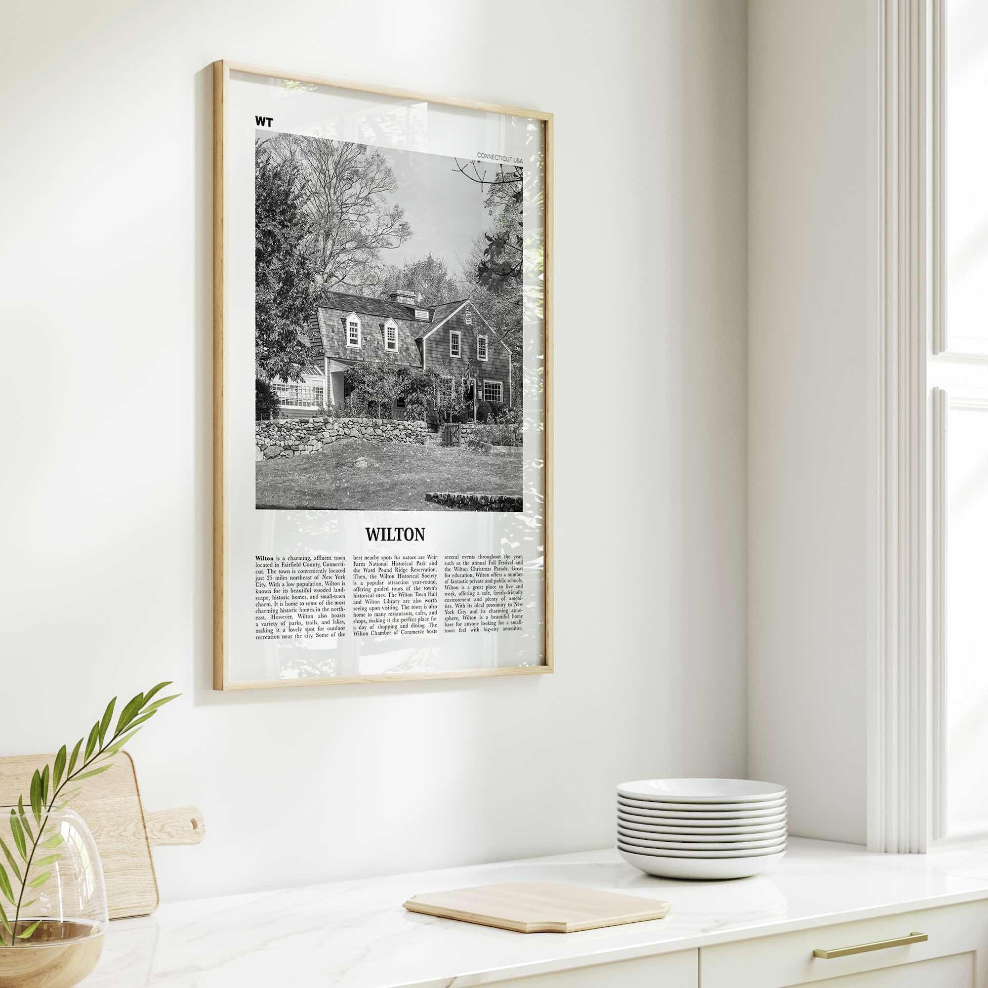 Wilton Print Black and White, Wilton Wall Art, Wilton Poster, Wilton Photo, Wilton Wall Décor, Wilton Map, Connecticut