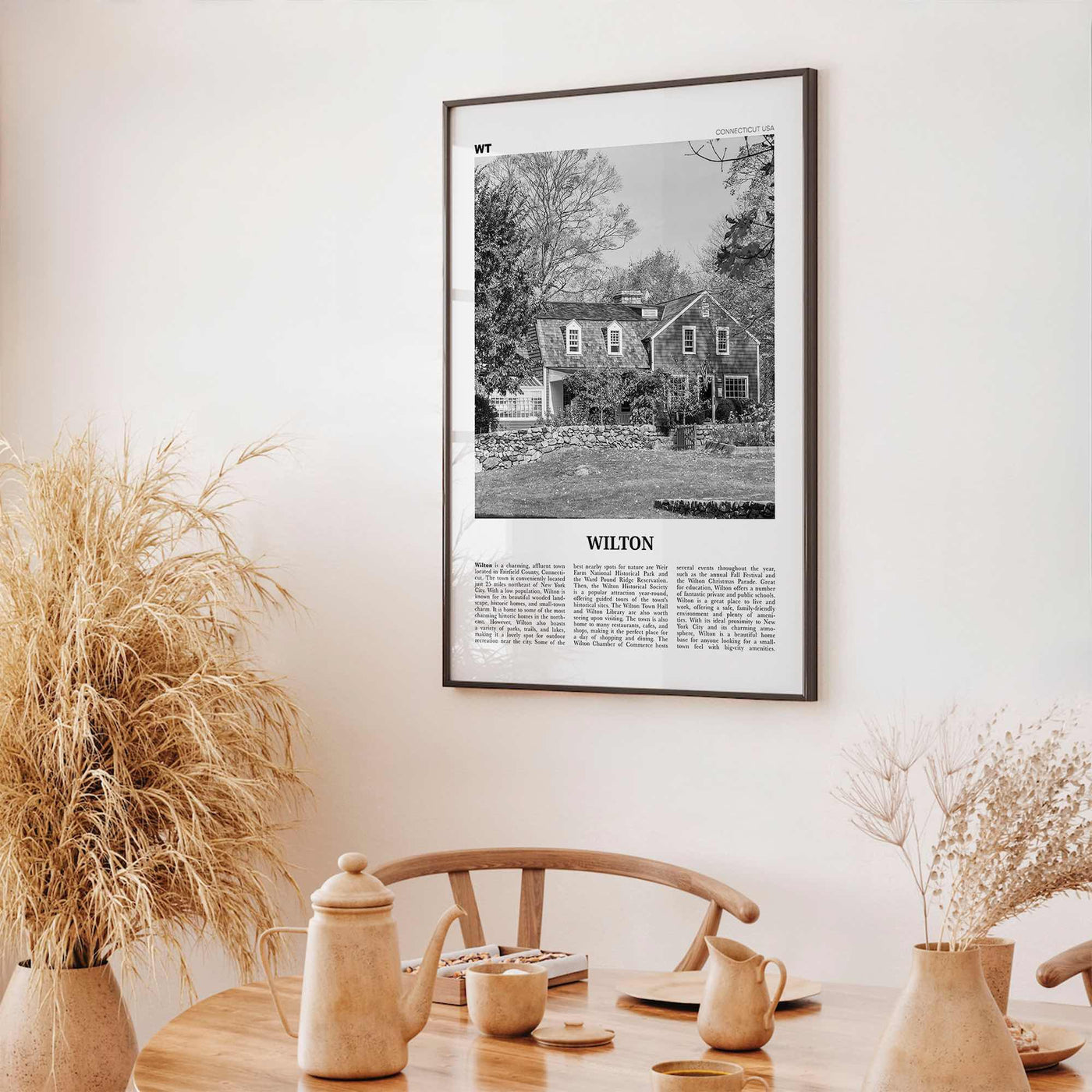 Wilton Print Black and White, Wilton Wall Art, Wilton Poster, Wilton Photo, Wilton Wall Décor, Wilton Map, Connecticut