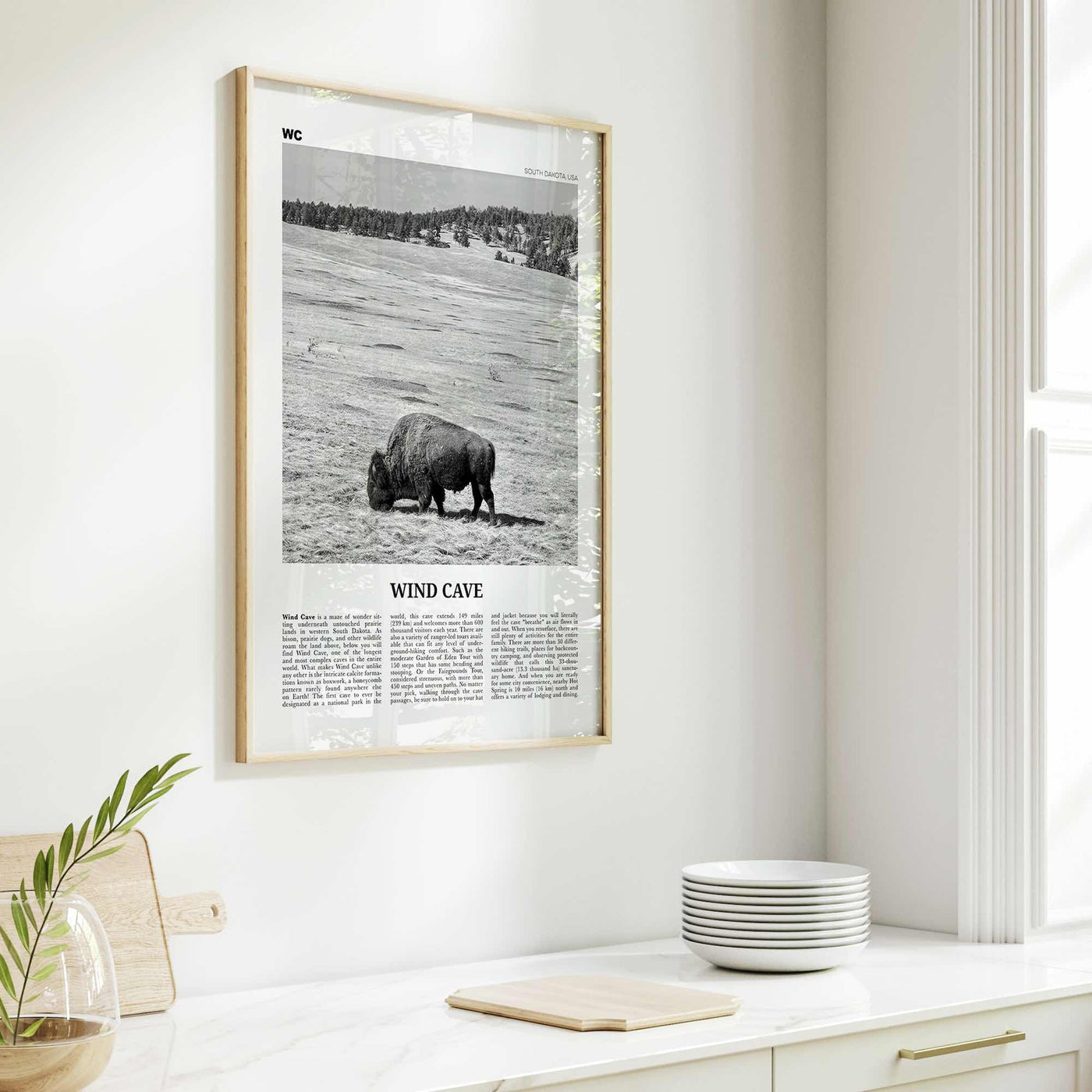 Wind Cave National Park Print Black and White, Wind Cave Wall Art, Wind Cave Poster, Wind Cave Photo, South Dakota , USA, United States