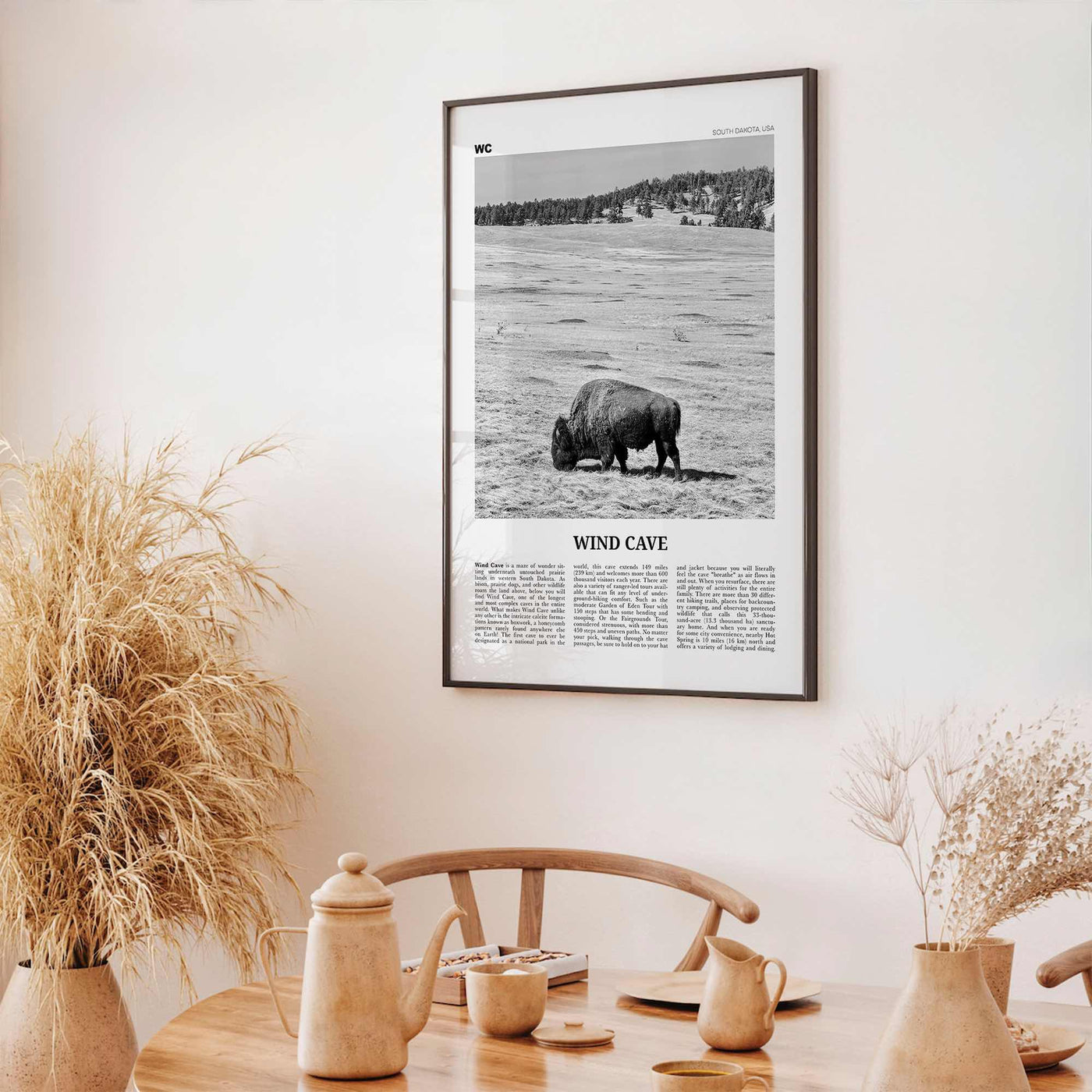 Wind Cave National Park Print Black and White, Wind Cave Wall Art, Wind Cave Poster, Wind Cave Photo, South Dakota , USA, United States