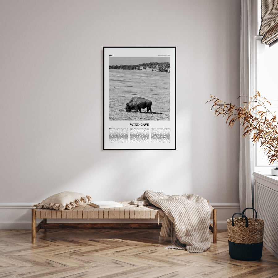 Wind Cave National Park Travel B&W Poster