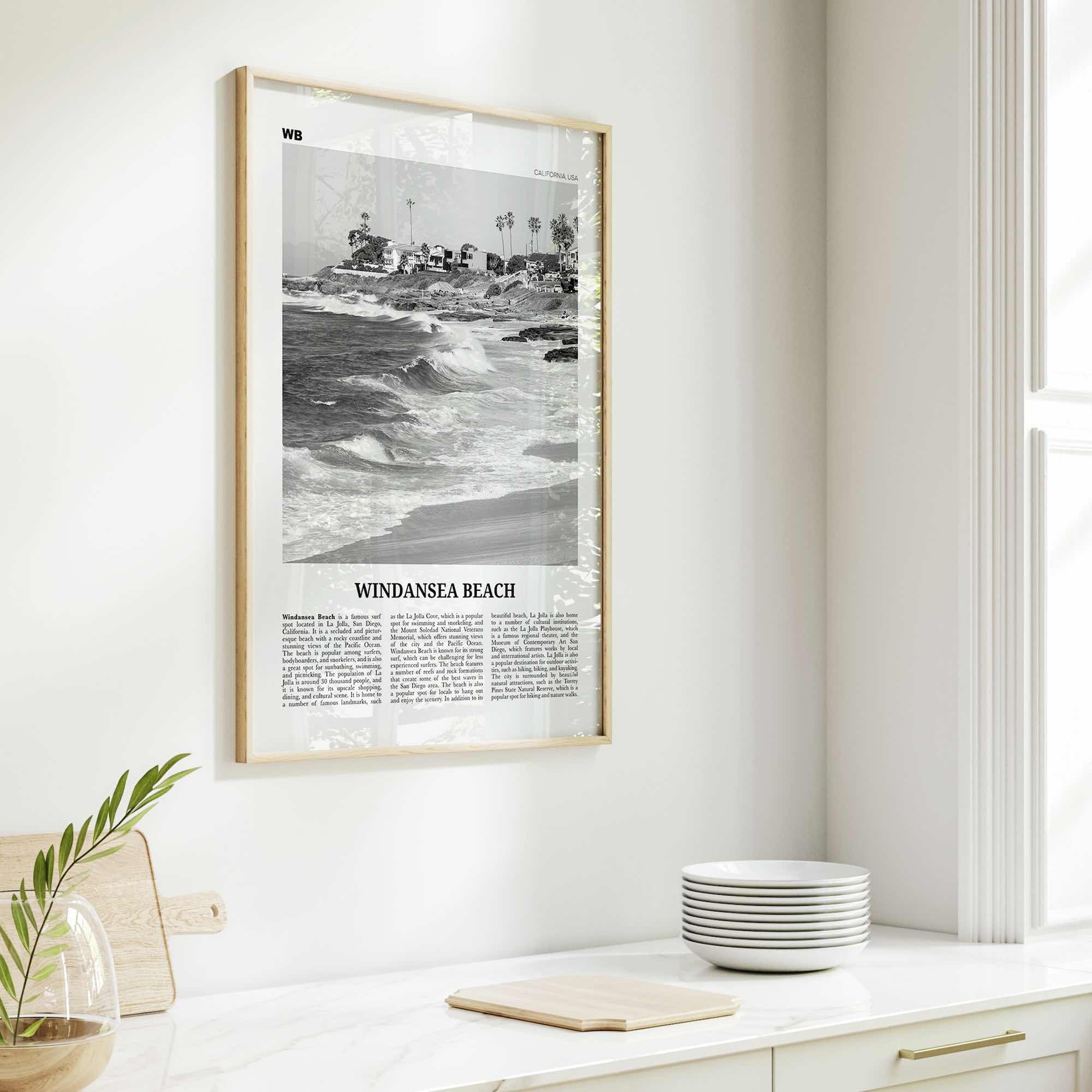 Windansea Beach Print Black and White, Windansea Beach Wall Art, Windansea Beach Poster, Windansea Beach Photo, Windansea Beach Décor, Map