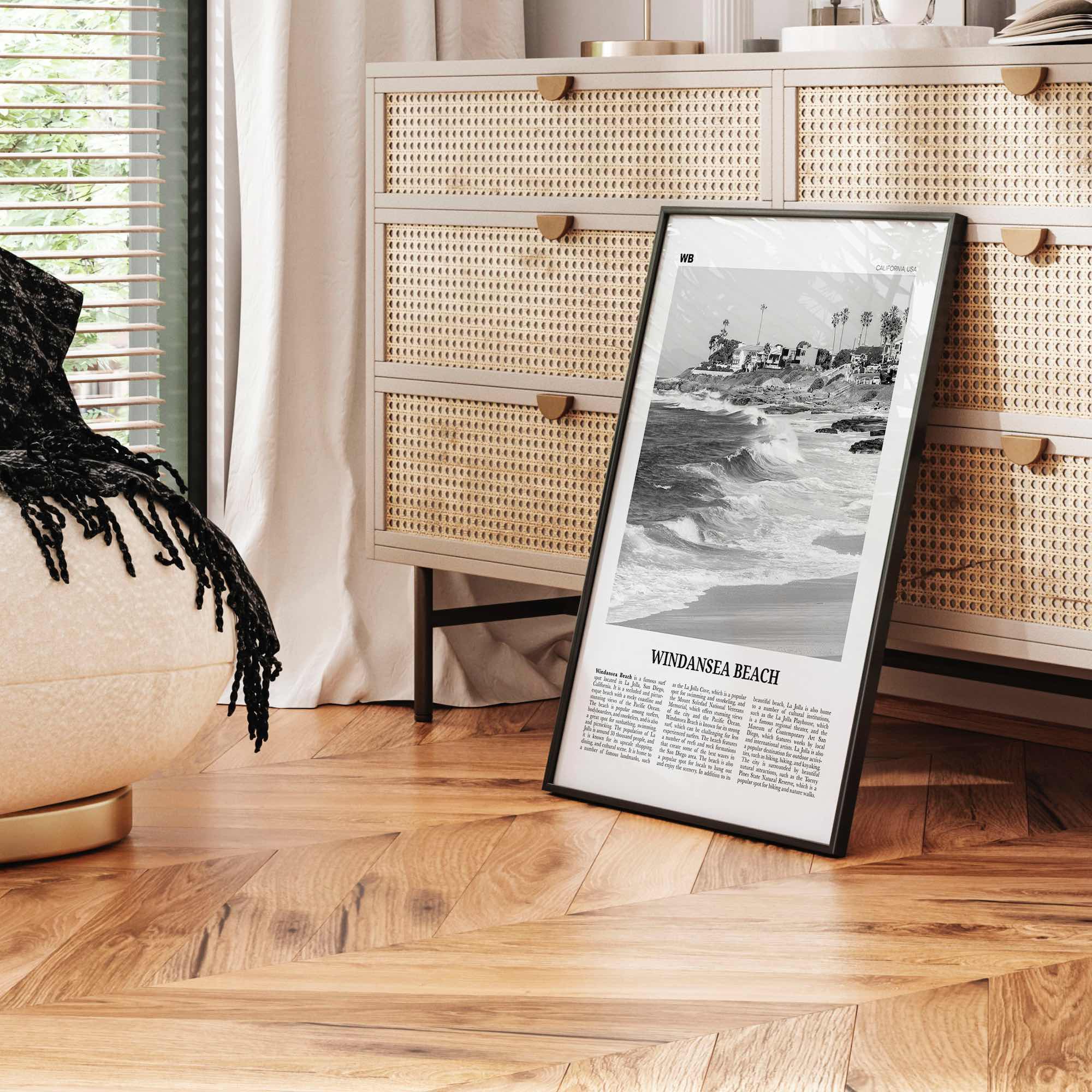 Windansea Beach Print Black and White, Windansea Beach Wall Art, Windansea Beach Poster, Windansea Beach Photo, Windansea Beach Décor, Map