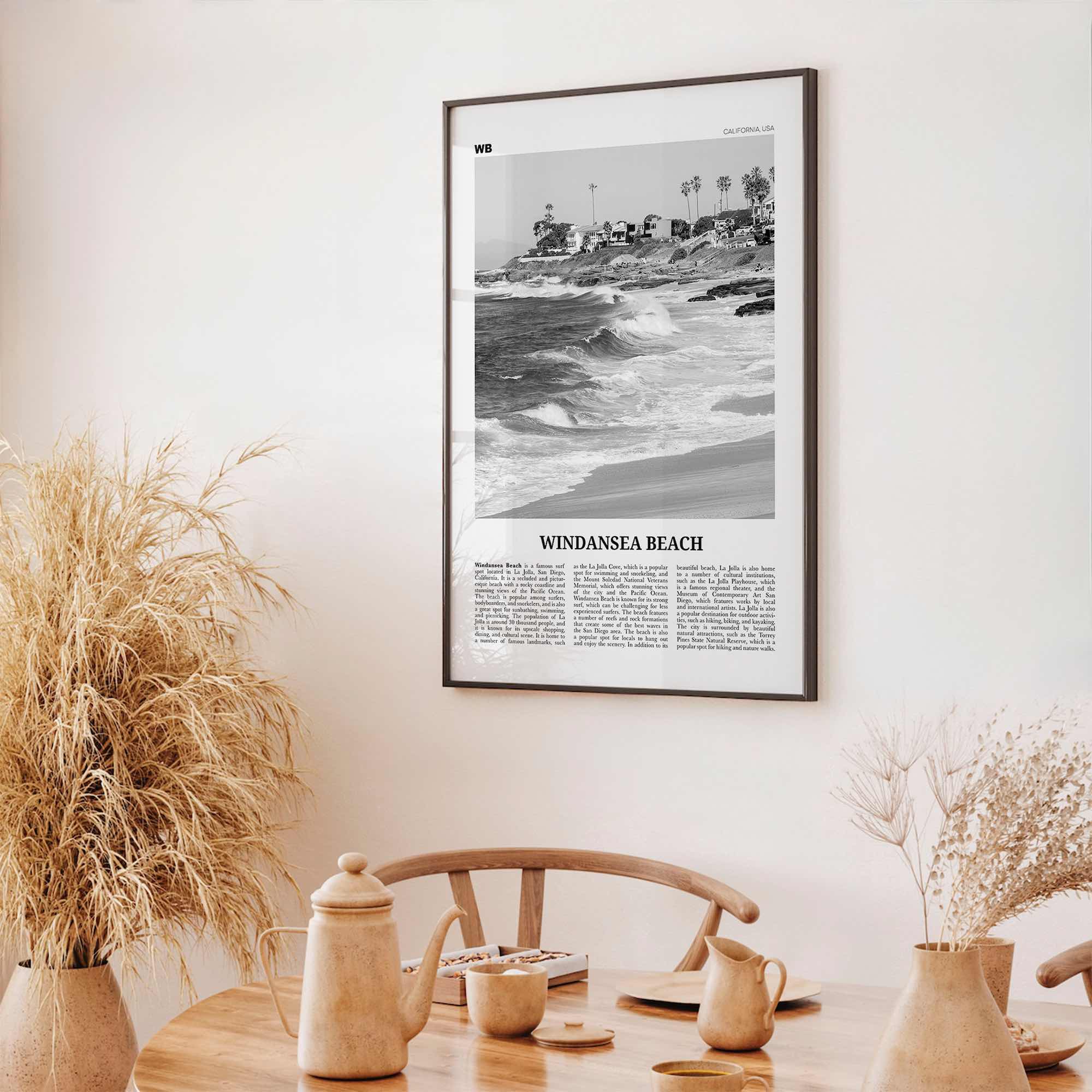 Windansea Beach Print Black and White, Windansea Beach Wall Art, Windansea Beach Poster, Windansea Beach Photo, Windansea Beach Décor, Map