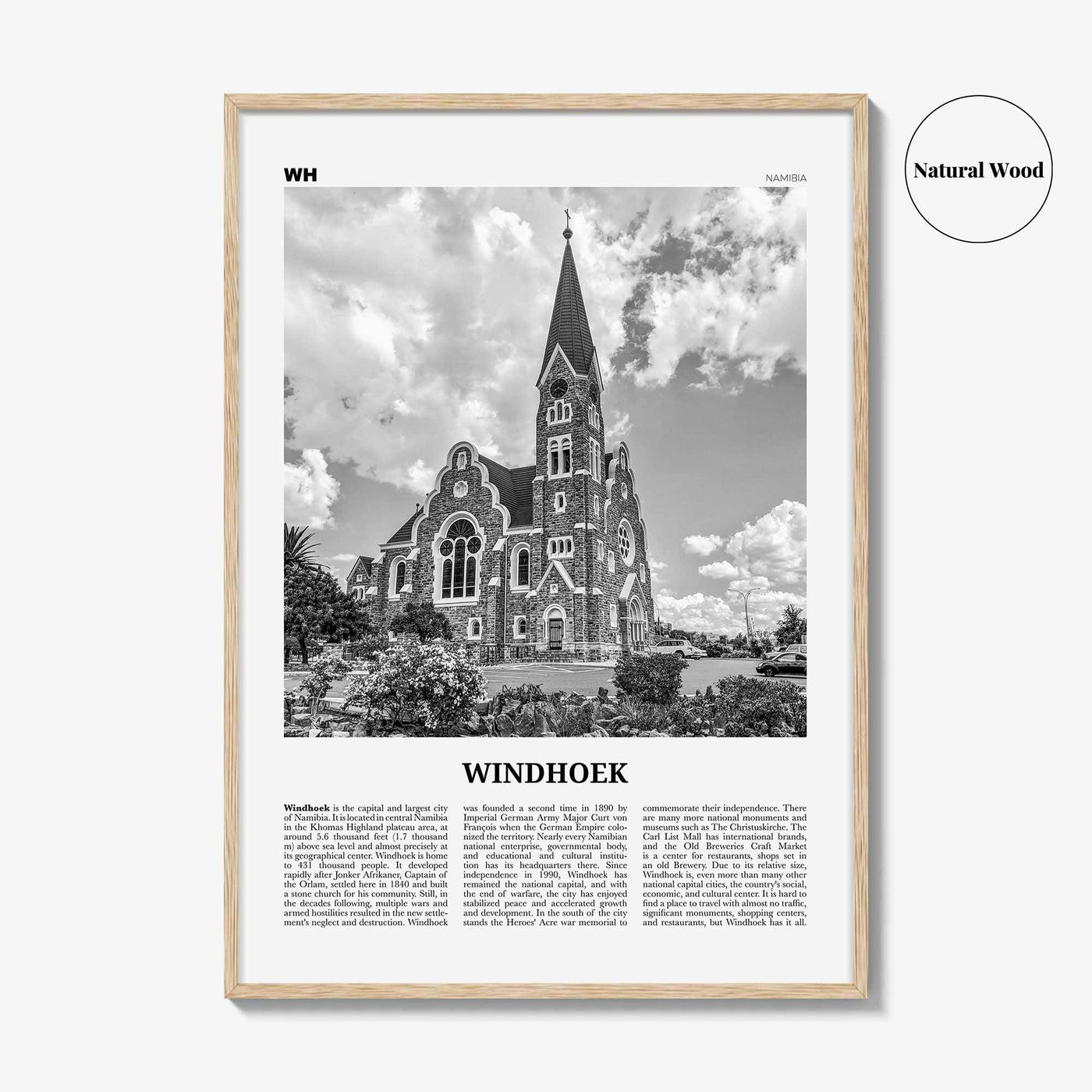 Windhoek Print Black and White, Windhoek Wall Art, Windhoek Poster, Windhoek Photo, Windhoek Wall Décor, Namibia, Windhuk, Africa