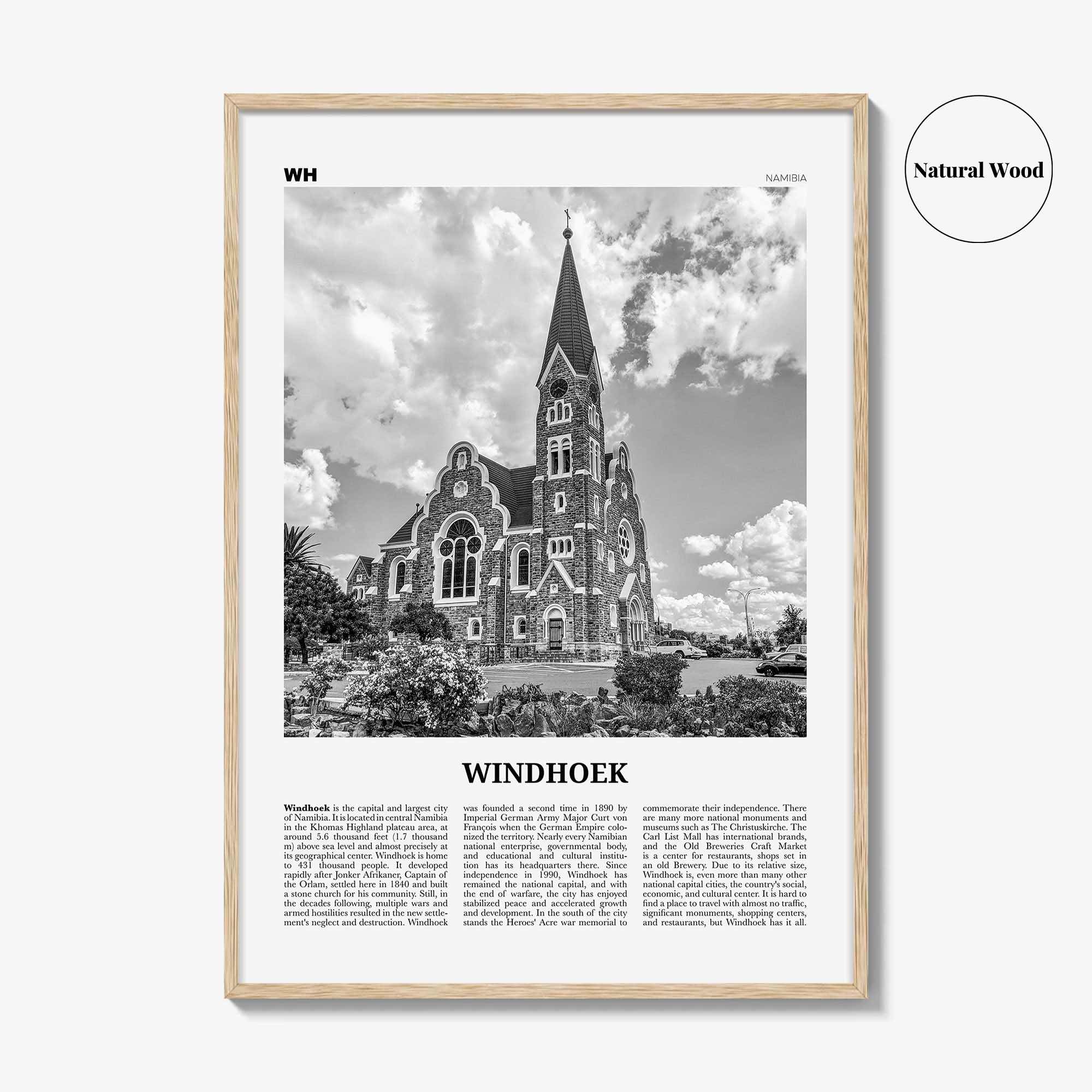 Windhoek Print Black and White, Windhoek Wall Art, Windhoek Poster, Windhoek Photo, Windhoek Wall Décor, Namibia, Windhuk, Africa