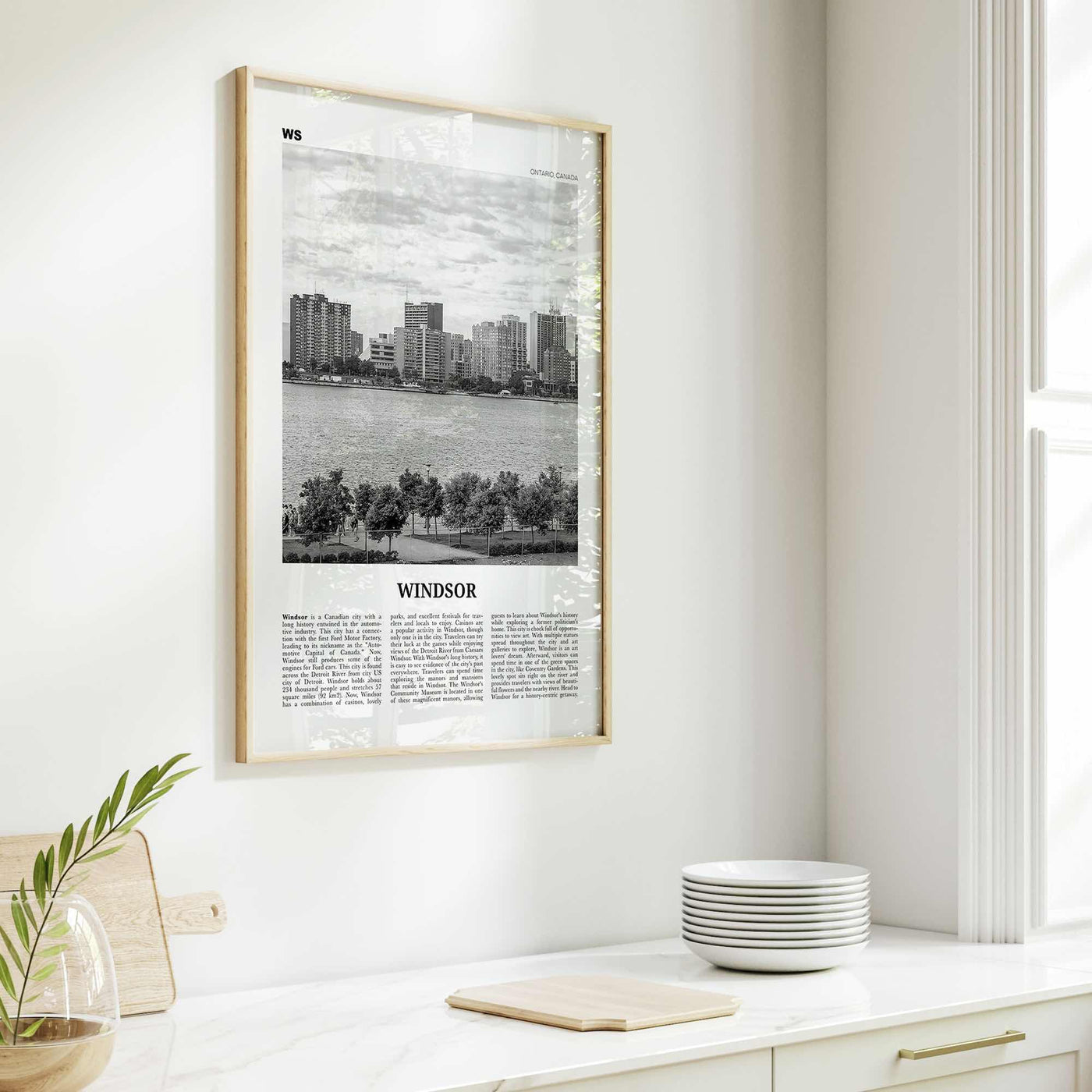 Windsor Print Black and White Canada, Windsor Wall Art, Windsor Poster, Windsor Photo, Windsor Wall Décor, Windsor Map, Ontario, Canada