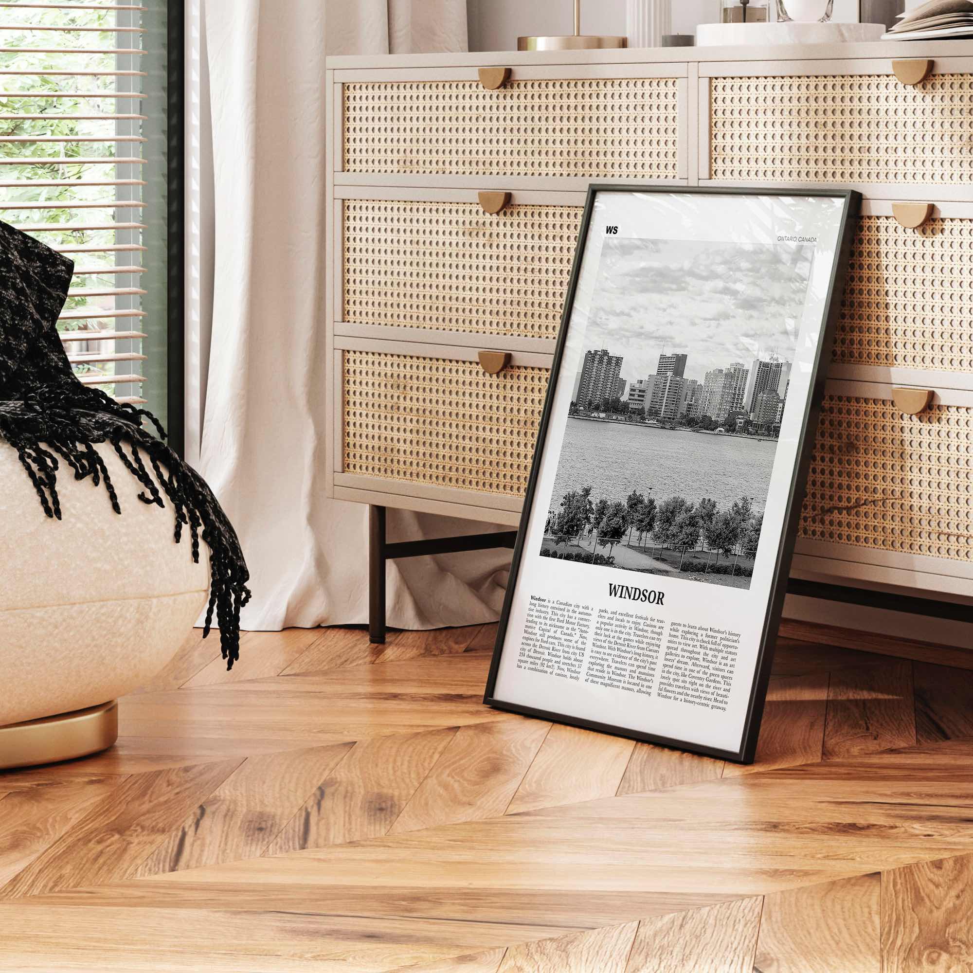 Windsor Print Black and White Canada, Windsor Wall Art, Windsor Poster, Windsor Photo, Windsor Wall Décor, Windsor Map, Ontario, Canada