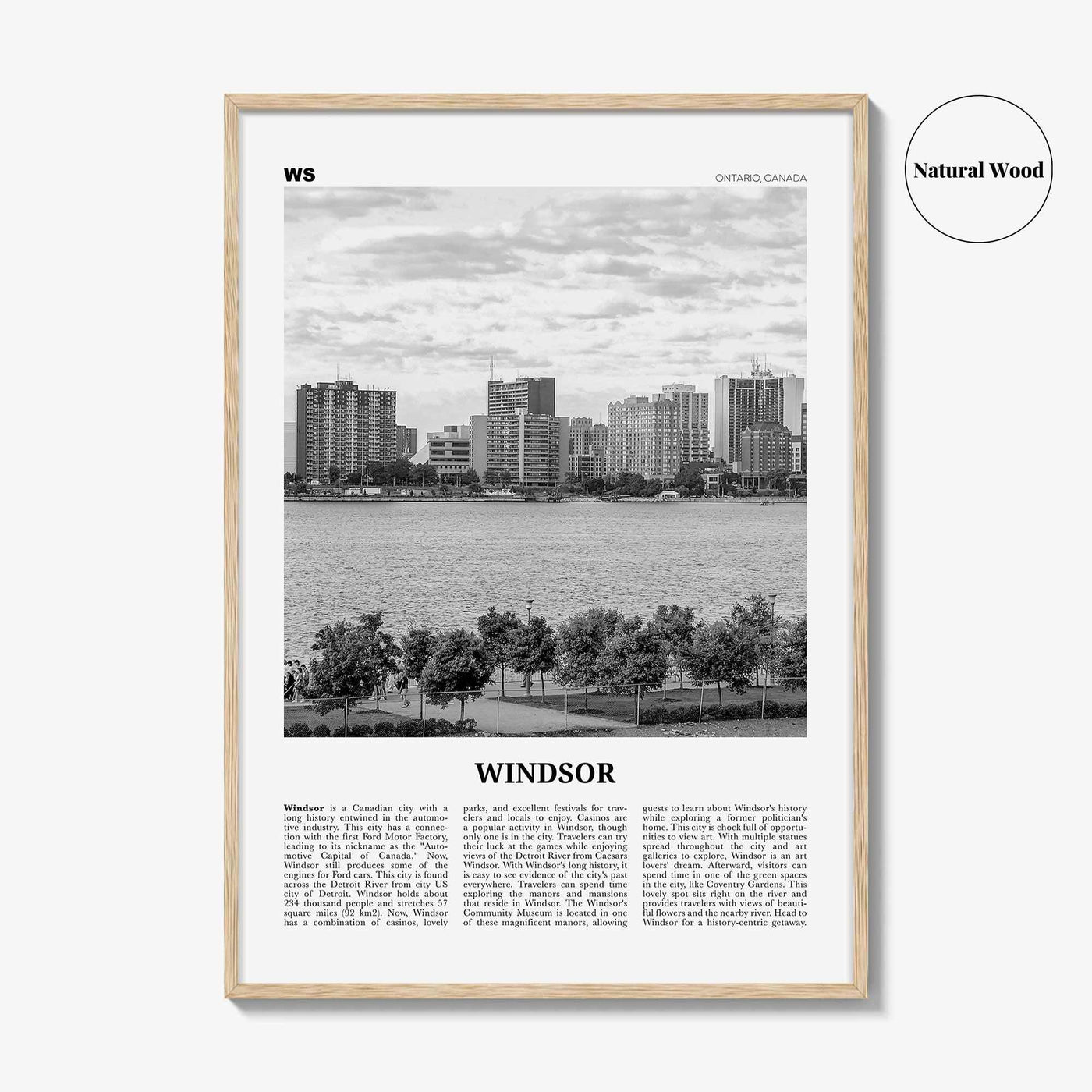 Windsor Print Black and White Canada, Windsor Wall Art, Windsor Poster, Windsor Photo, Windsor Wall Décor, Windsor Map, Ontario, Canada