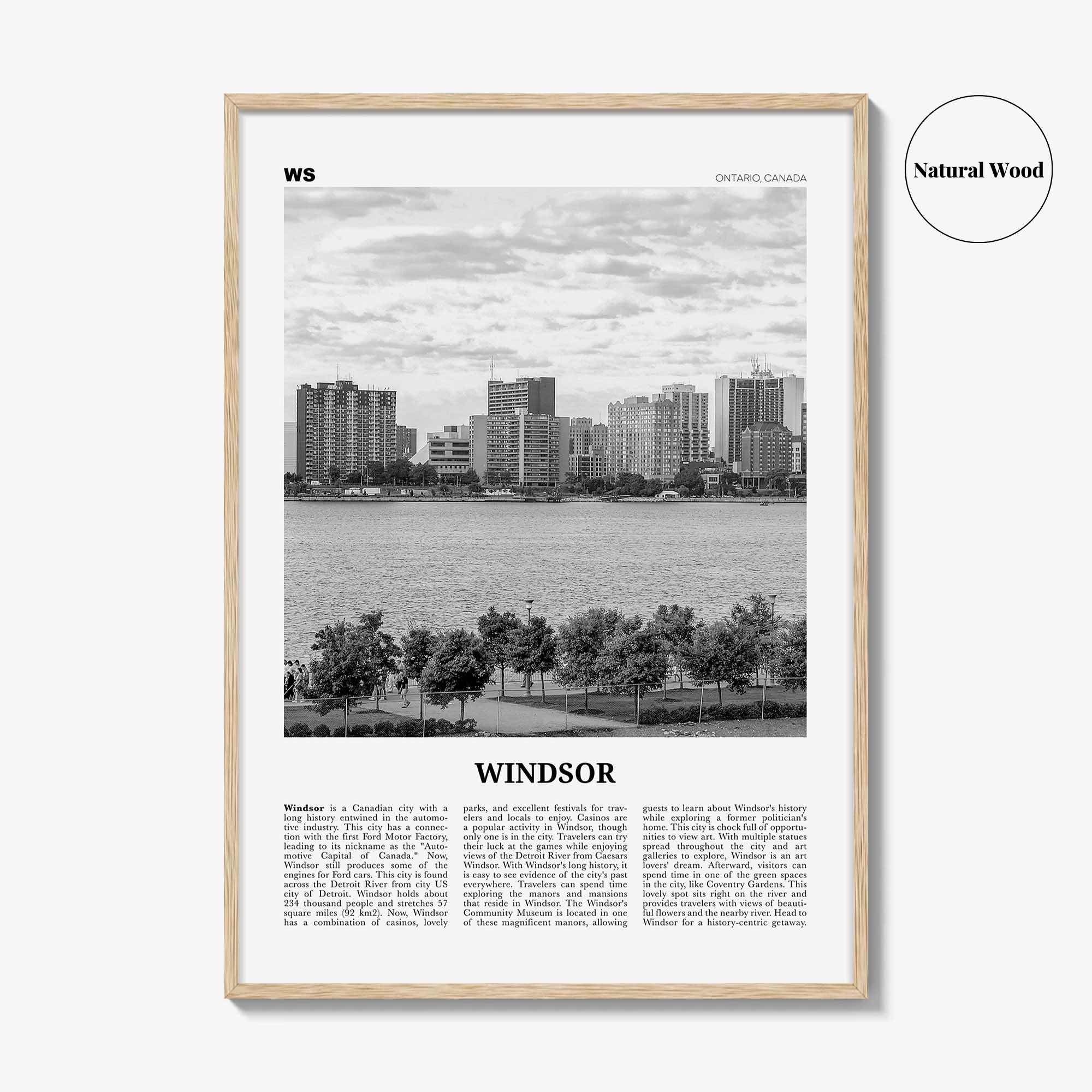 Windsor Print Black and White Canada, Windsor Wall Art, Windsor Poster, Windsor Photo, Windsor Wall Décor, Windsor Map, Ontario, Canada
