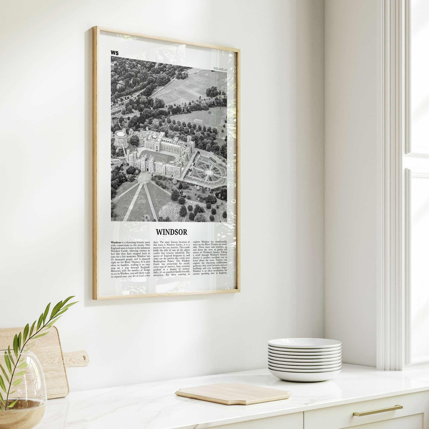 Windsor Print Black and White England, Windsor Wall Art, Windsor Poster, Windsor Photo, Windsor Wall Décor, Windsor Map, England, UK