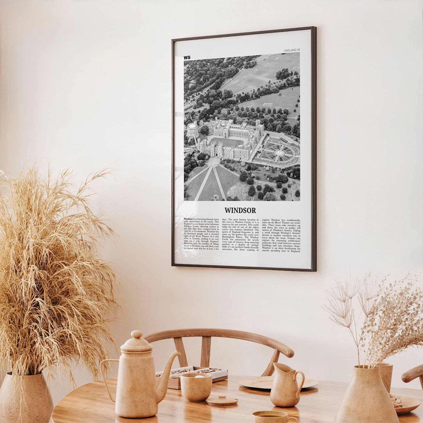 Windsor Print Black and White England, Windsor Wall Art, Windsor Poster, Windsor Photo, Windsor Wall Décor, Windsor Map, England, UK