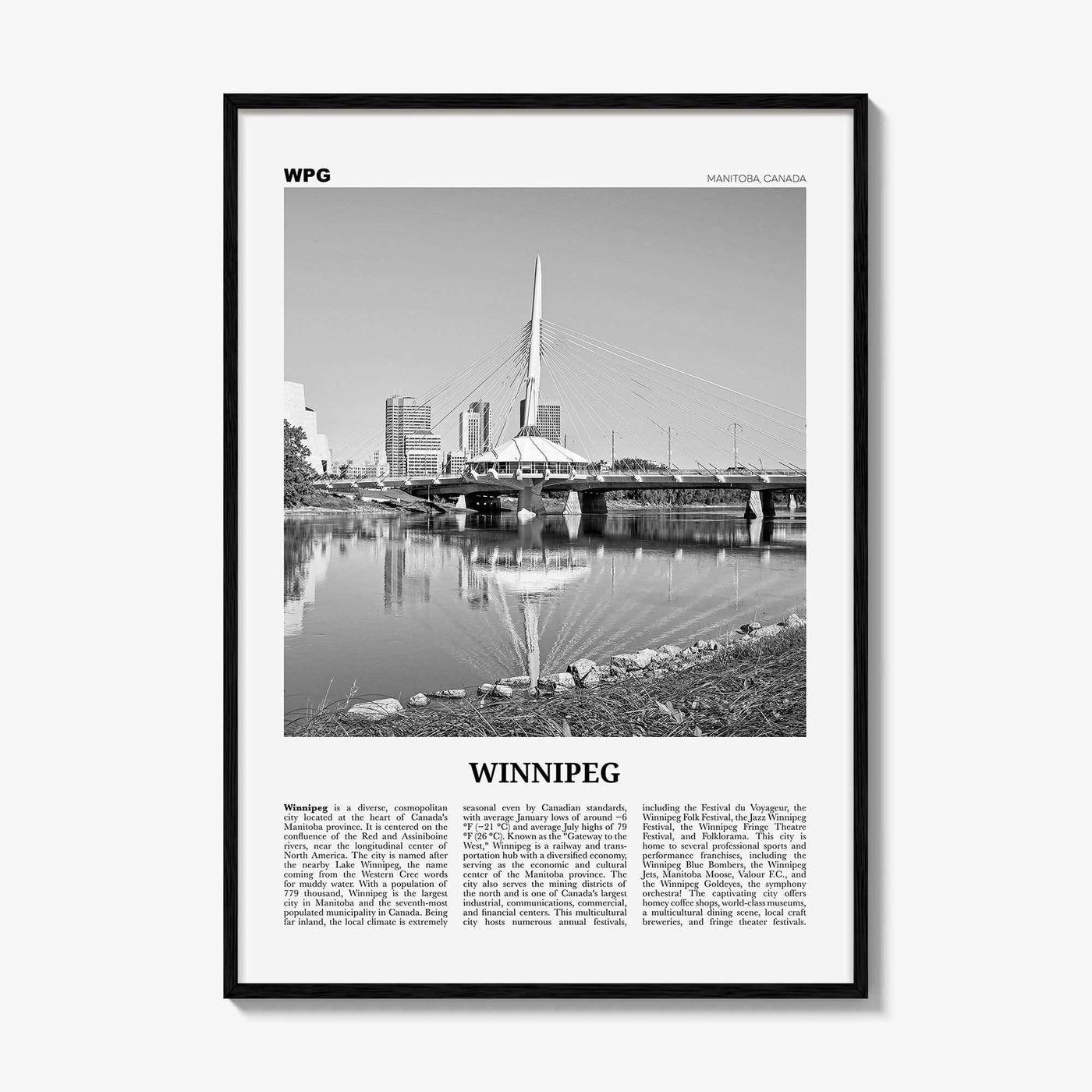 Winnipeg Print Black and White No 1, Winnipeg Wall Art, Winnipeg Poster, Winnipeg Photo, Winnipeg Wall Decor, Manitoba, Canada, America