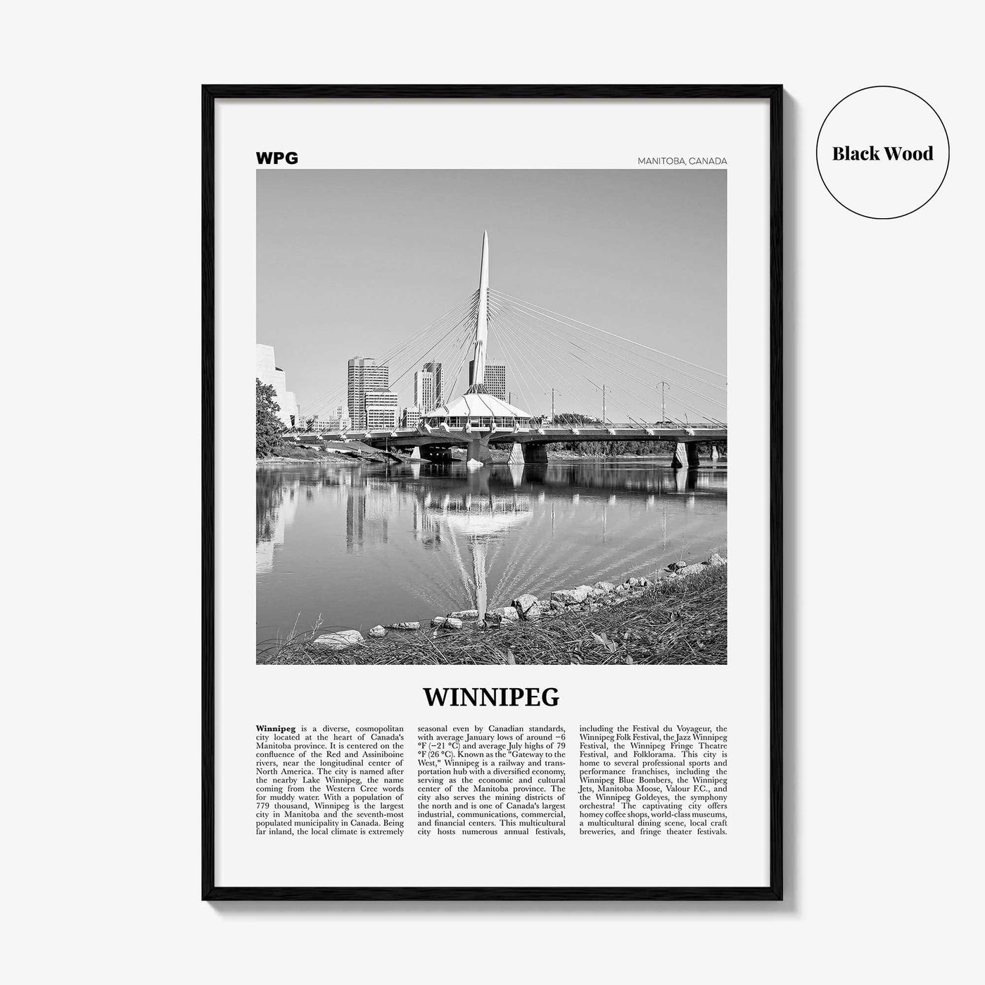 Winnipeg Print Black and White No 1, Winnipeg Wall Art, Winnipeg Poster, Winnipeg Photo, Winnipeg Wall Decor, Manitoba, Canada, America