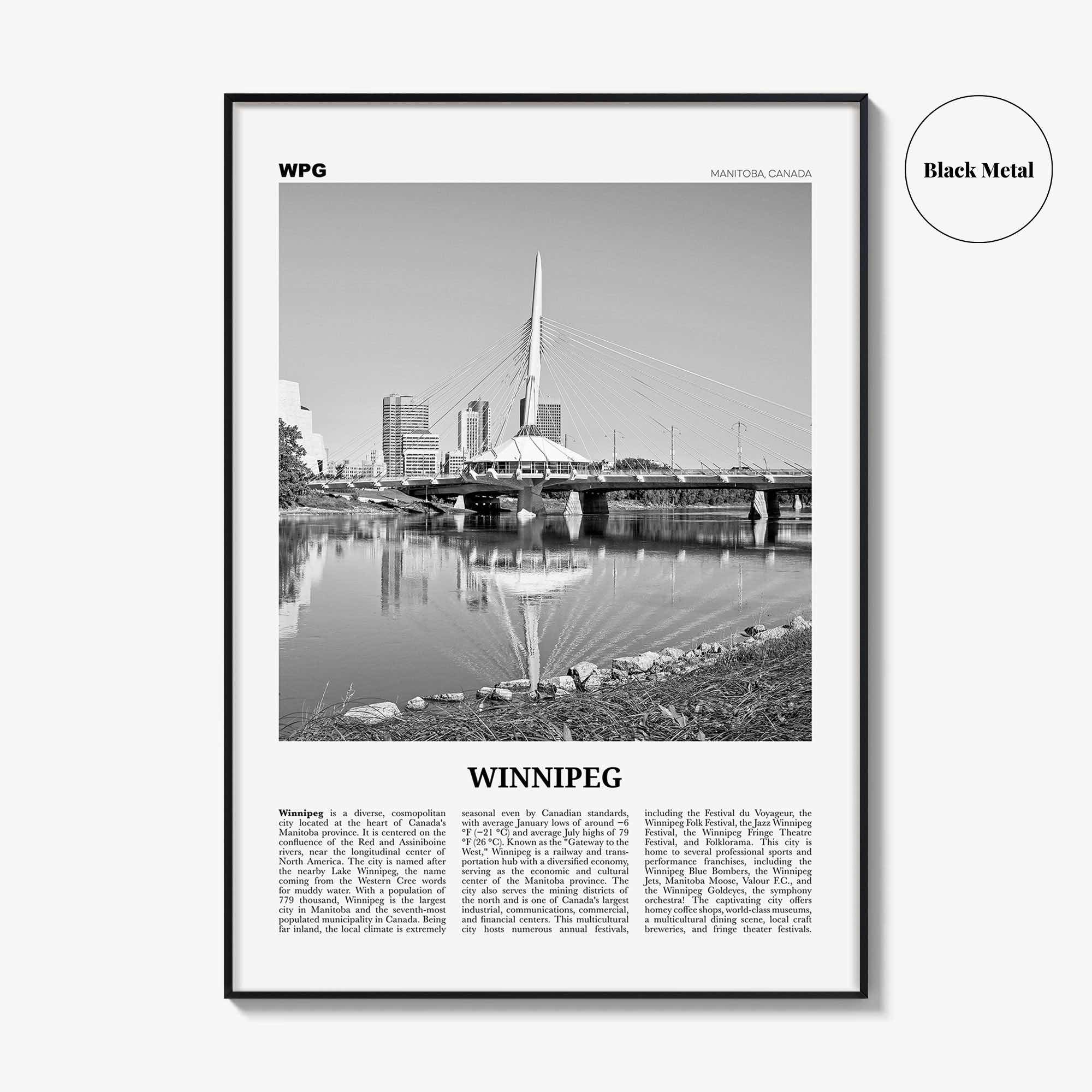 Winnipeg Print Black and White No 1, Winnipeg Wall Art, Winnipeg Poster, Winnipeg Photo, Winnipeg Wall Decor, Manitoba, Canada, America