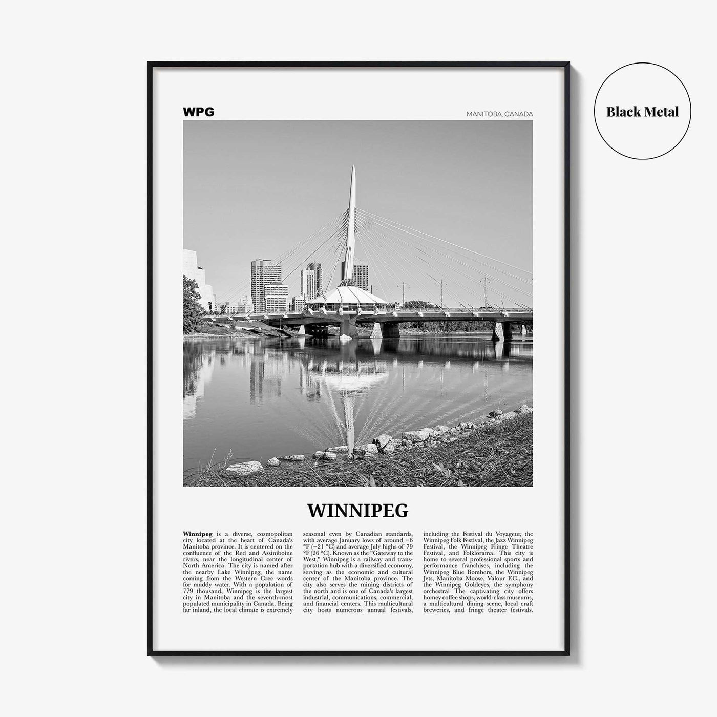 Winnipeg Print Black and White No 1, Winnipeg Wall Art, Winnipeg Poster, Winnipeg Photo, Winnipeg Wall Decor, Manitoba, Canada, America