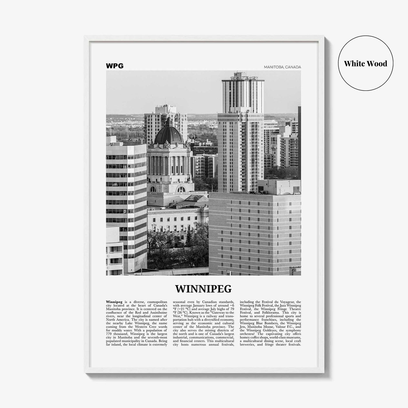 Winnipeg Print Black and White No 2, Winnipeg Wall Art, Winnipeg Poster, Winnipeg Photo, Winnipeg Wall Decor, Manitoba, Canada, America