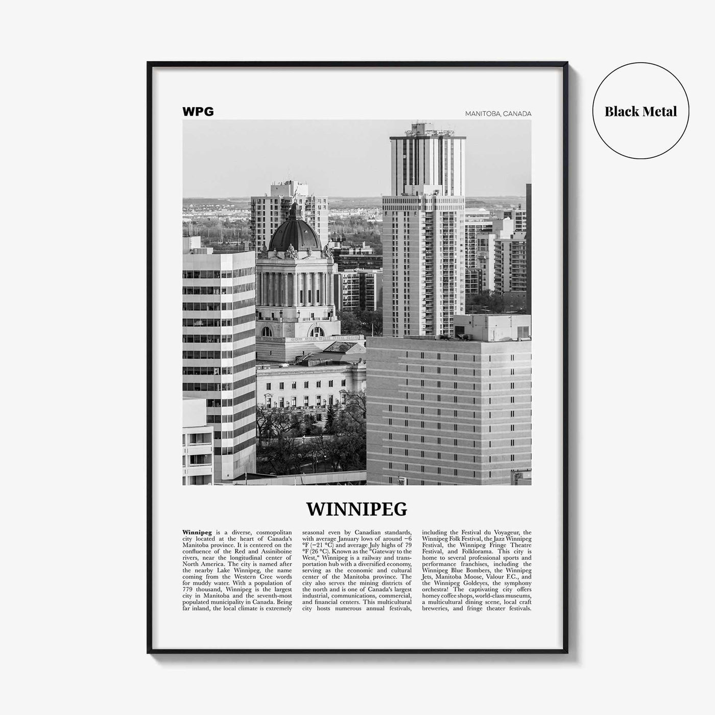 Winnipeg Print Black and White No 2, Winnipeg Wall Art, Winnipeg Poster, Winnipeg Photo, Winnipeg Wall Decor, Manitoba, Canada, America