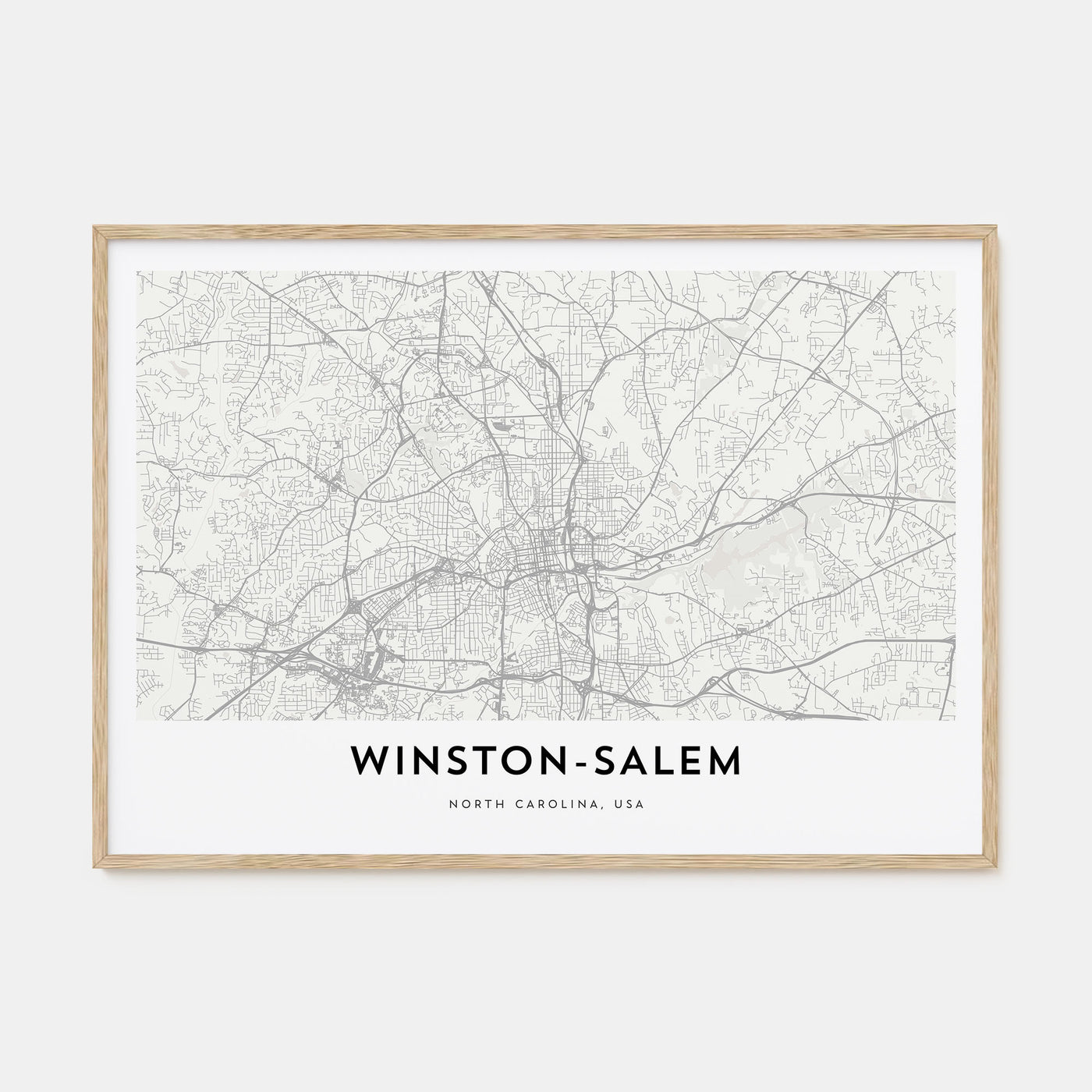 Winston-Salem Map Landscape Poster