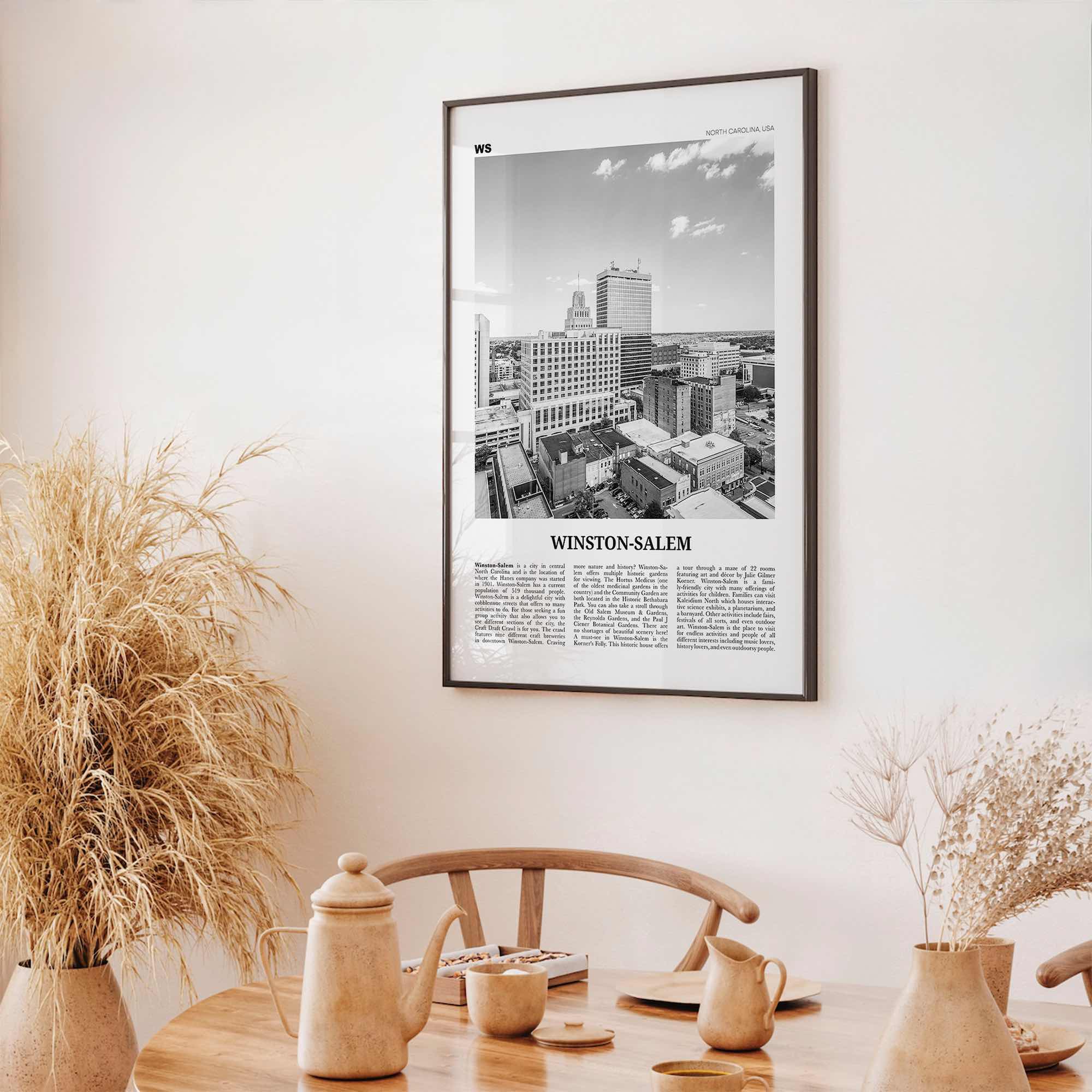 Winston Salem Print Black and White, Winston-Salem Wall Art, Winston-Salem Poster, Winston-Salem Photo, North Carolina, USA, United States