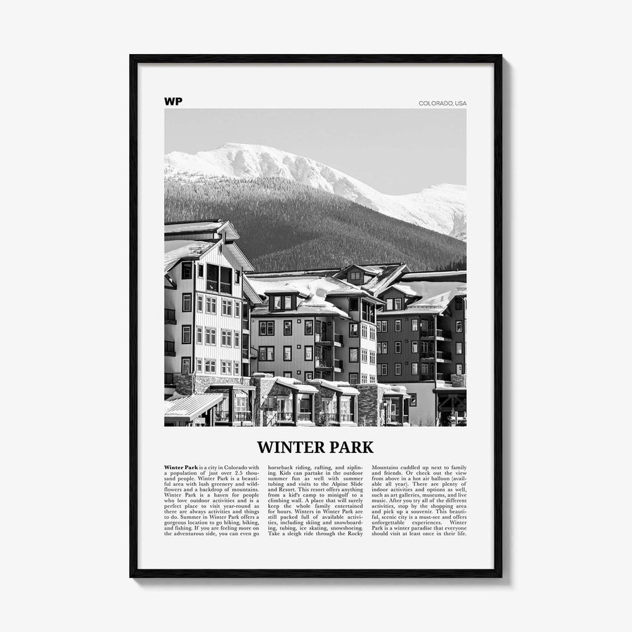 Winter Park Print Black and White, Winter Park Wall Art, Winter Park Poster, Winter Park Photo, Winter Park Wall Décor, Colorado, USA