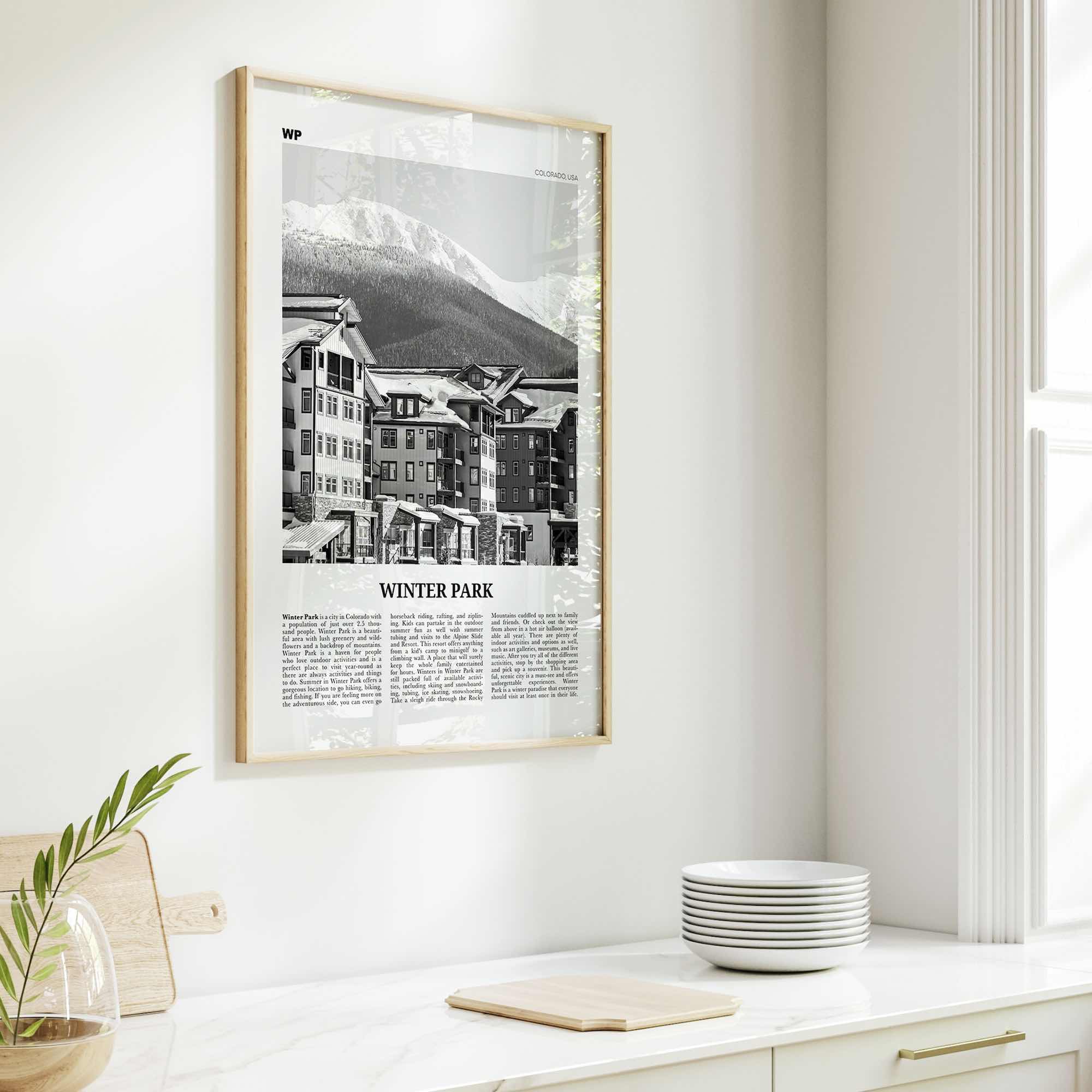 Winter Park Print Black and White, Winter Park Wall Art, Winter Park Poster, Winter Park Photo, Winter Park Wall Décor, Colorado, USA